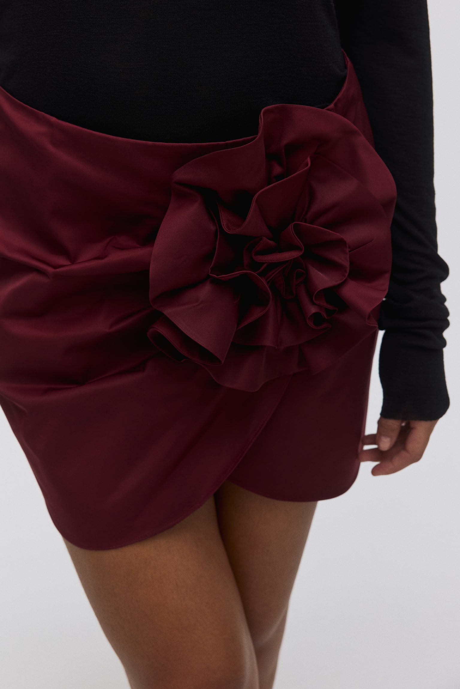 Appliquéd mini skirt - Burgundy/Black - 4