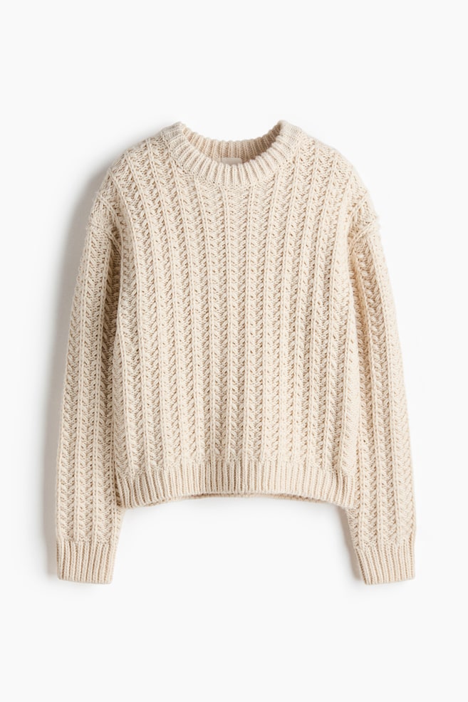 Cable-knit jumper - Light beige - 1