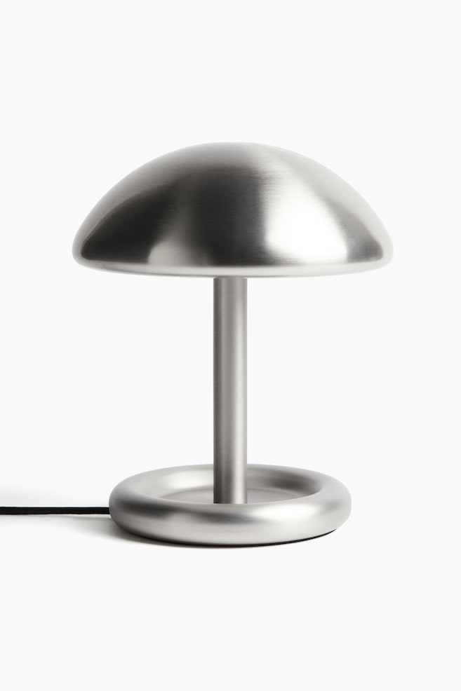 Metal table lamp - Silver-coloured/Light beige - 1