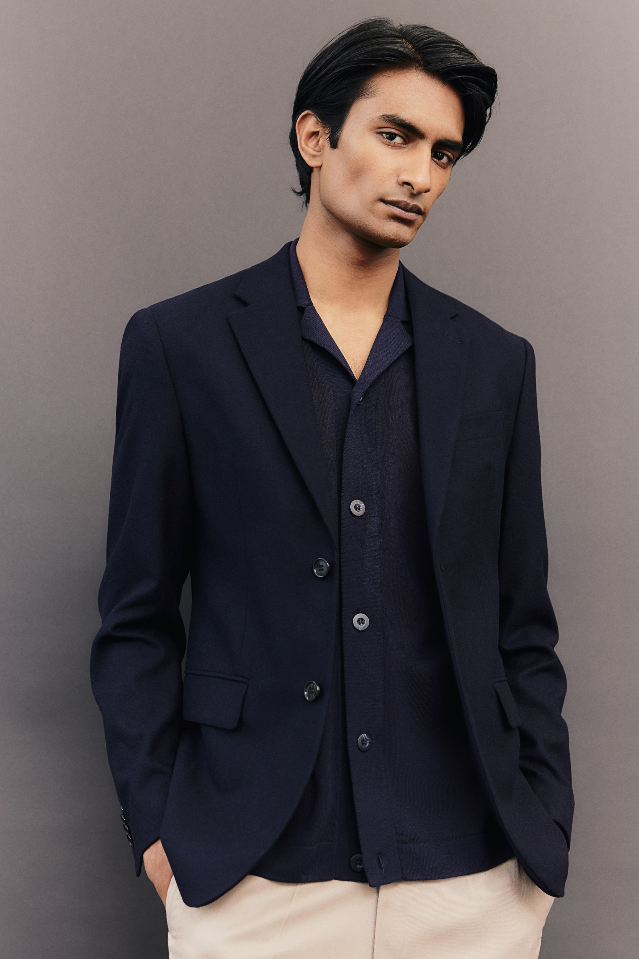 Regular Fit Wool-blend jacket - Navy blue - Men | H&M GB 1