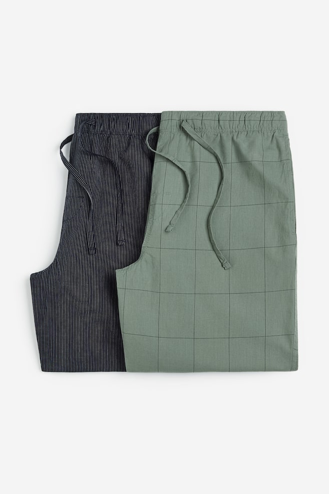2-pack Regular Fit pyjama bottoms - Khaki green/Dark blue/Light blue/Checked - 2