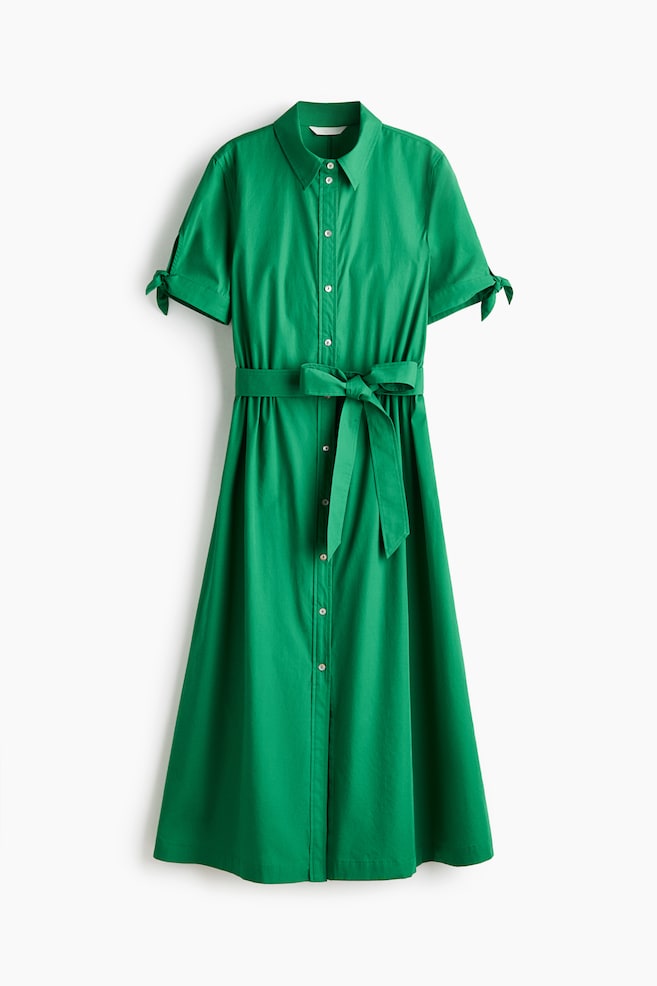 Short-sleeved shirt dress - Green/Blue/White striped - 1