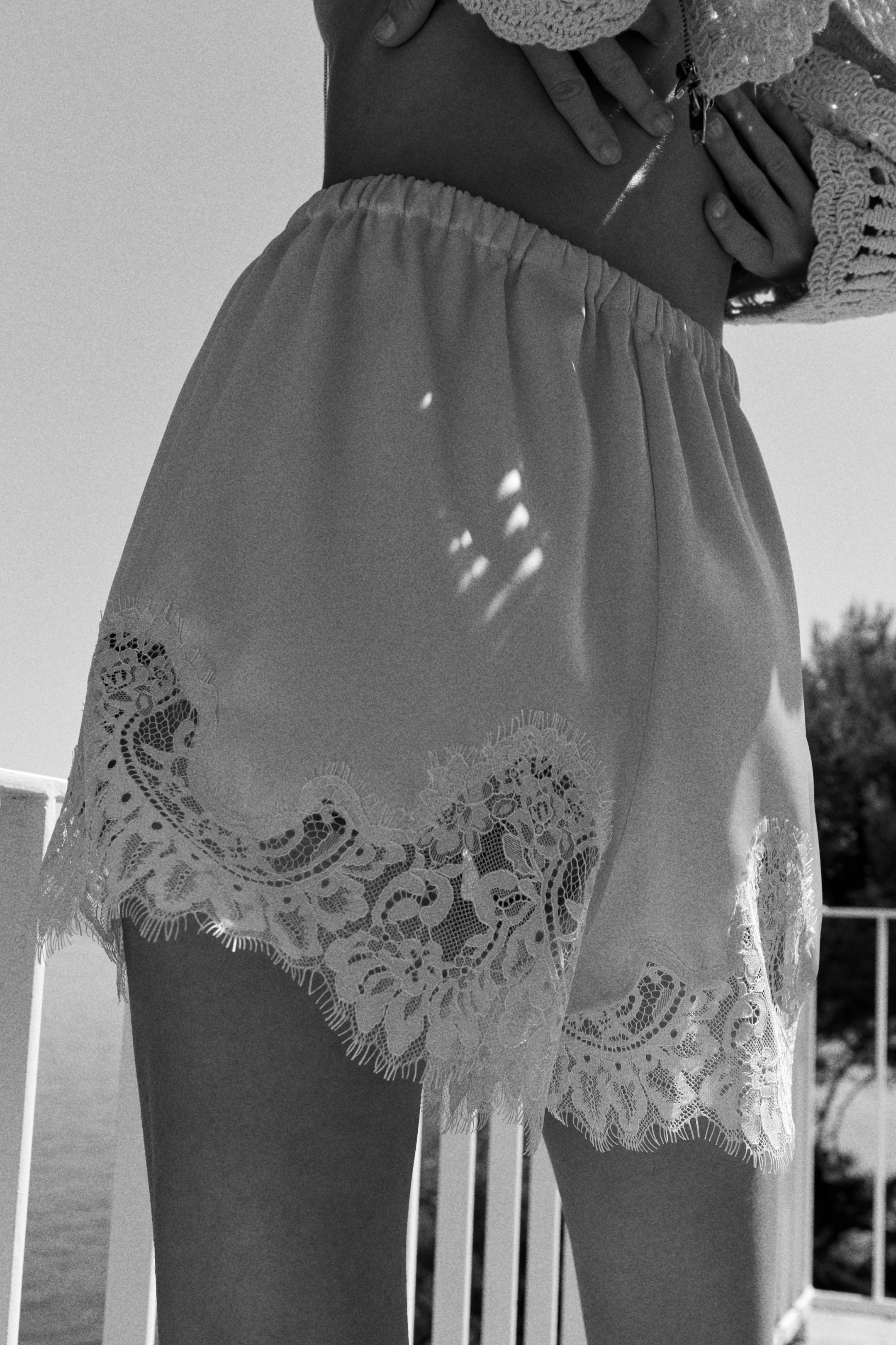 Lace-Trimmed Satin Shorts