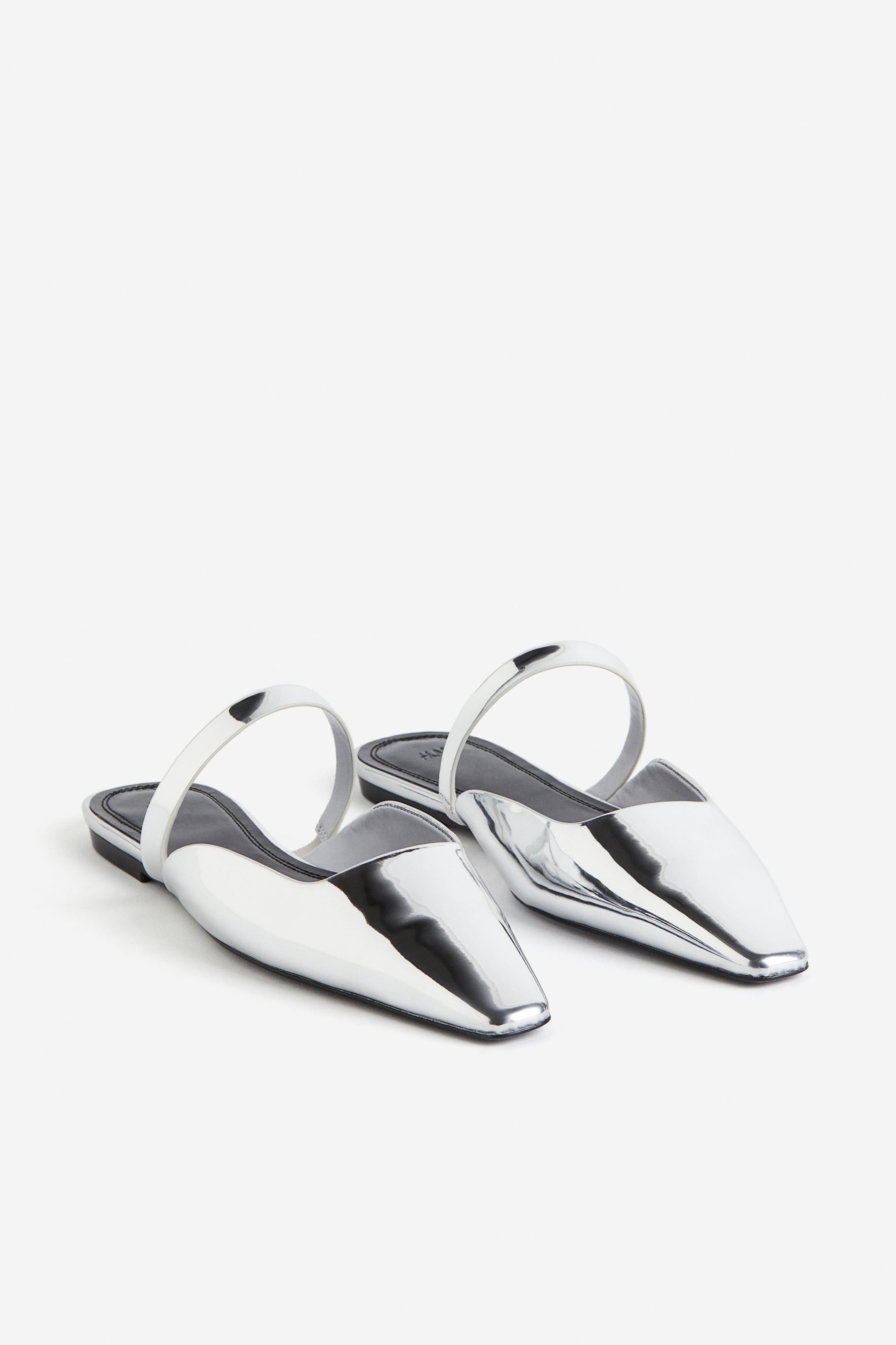 Metallic-coated mules - No heel - Silver-coloured - Ladies | H&M GB