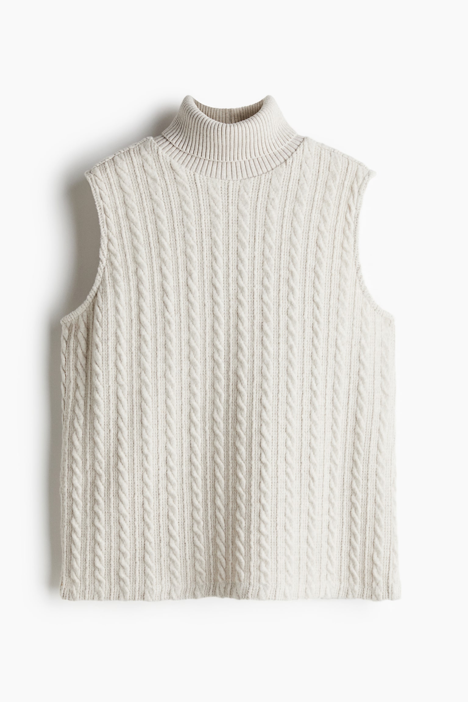 Polo-neck sweater vest - Cream - 2