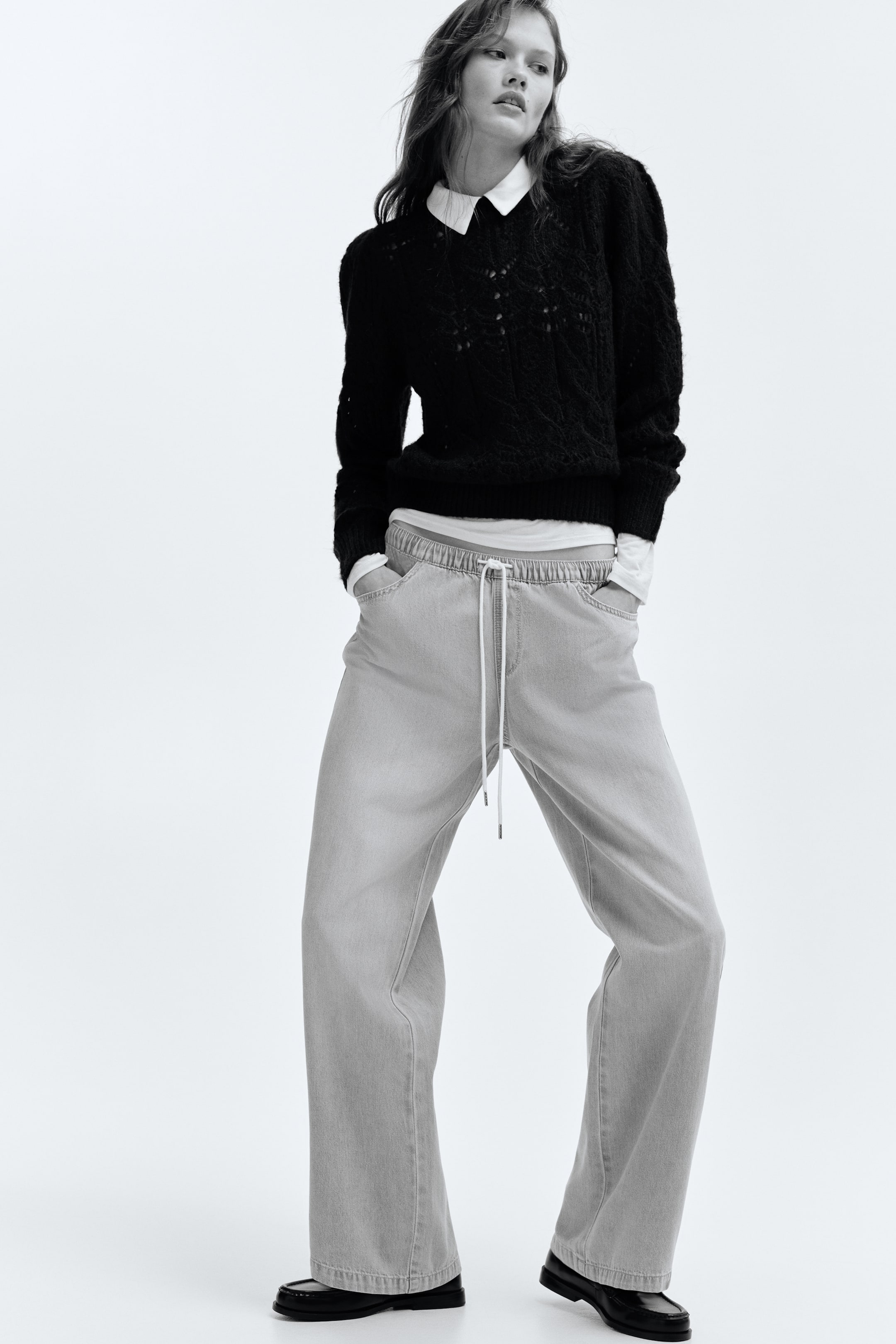 Agrandir l'image: Pull en maille pointelle - Bleu marine - FEMME | H&M BE 2