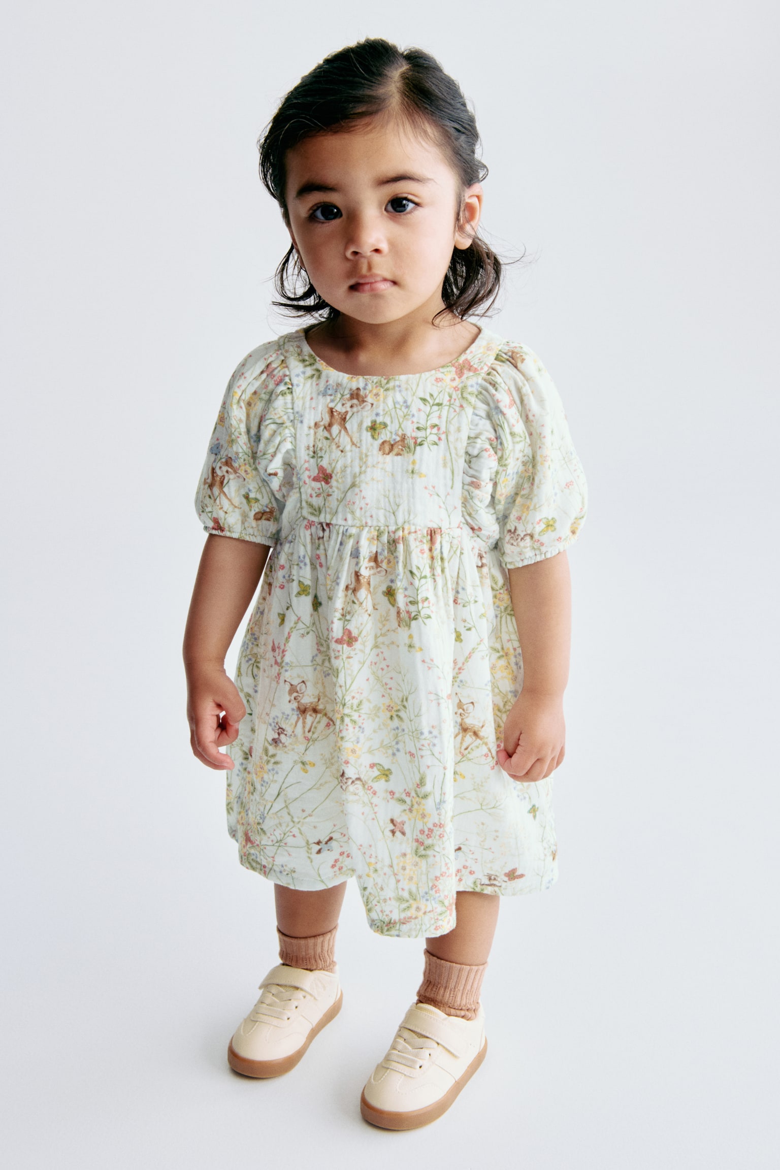 Cotton muslin dress - Light turquoise/Bambi - 1