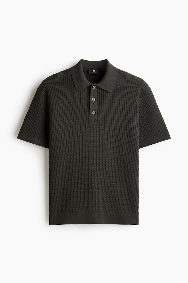 Polo in maglia di cotone Regular Fit - Verde kaki scuro - 1
