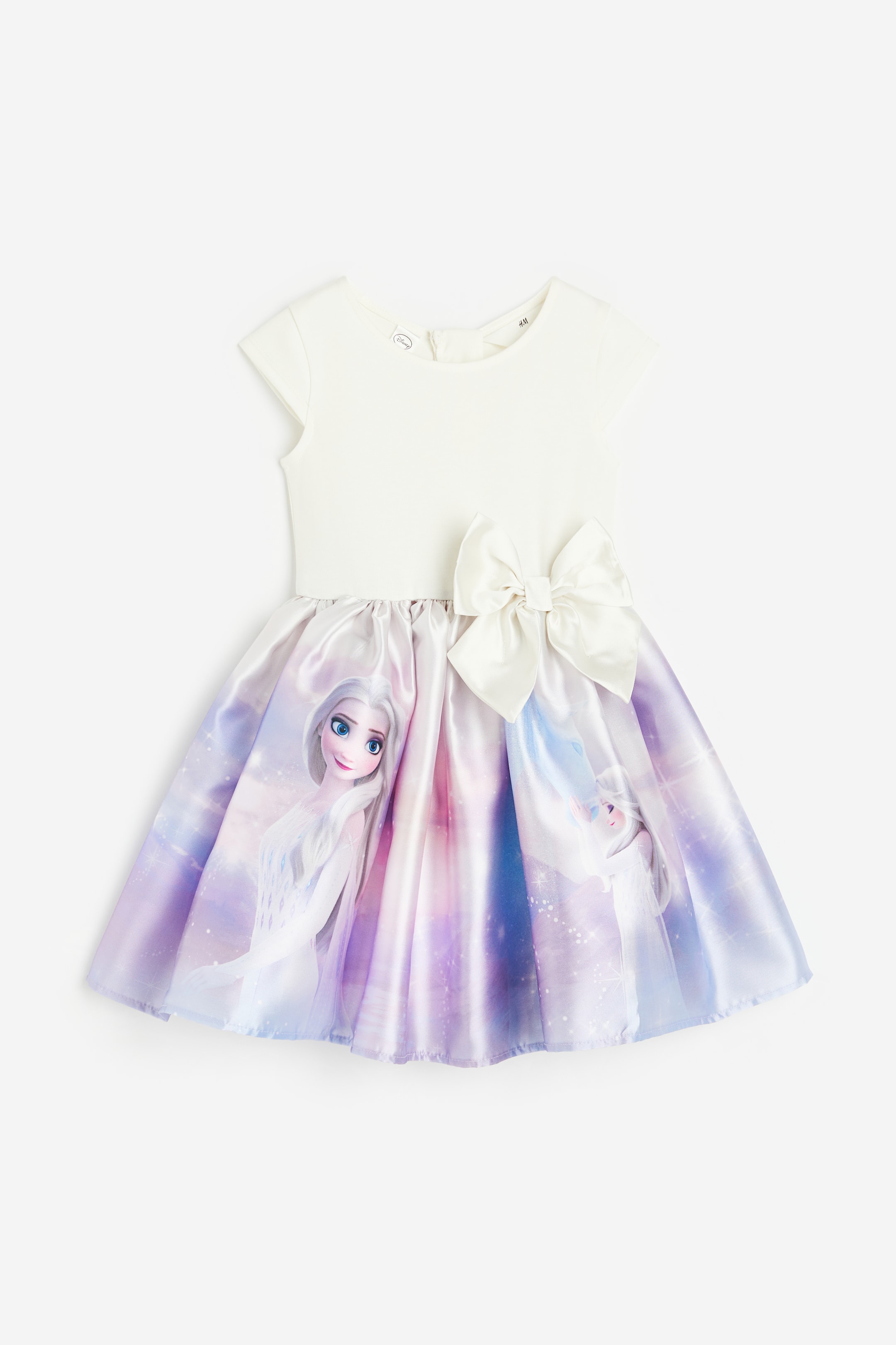 Bow-detail Dress - Round Neck - Sleeveless - Natural white/Frozen