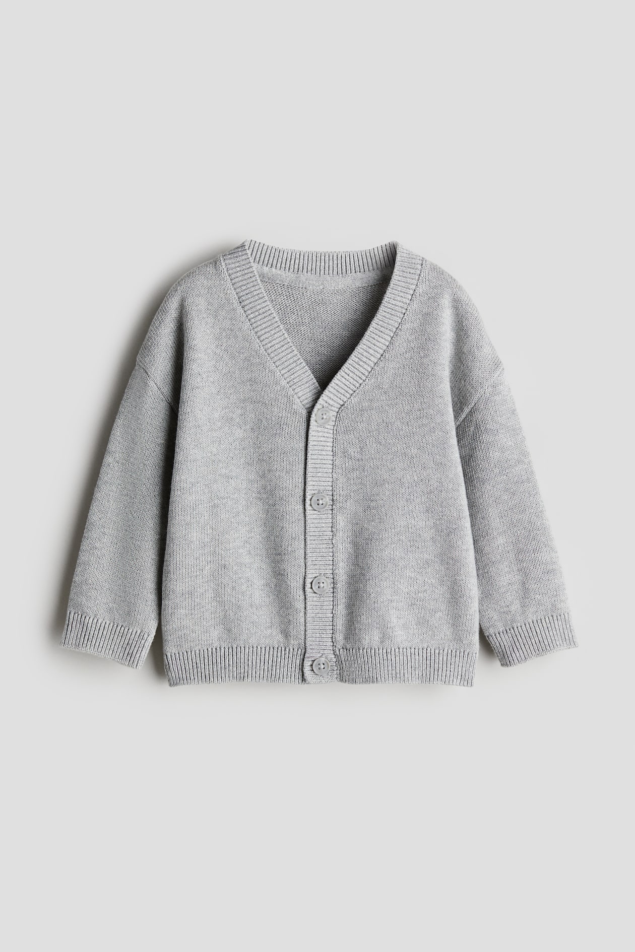 Waffle-knit cardigan Light grey marl Kids H&M IN - Main Image