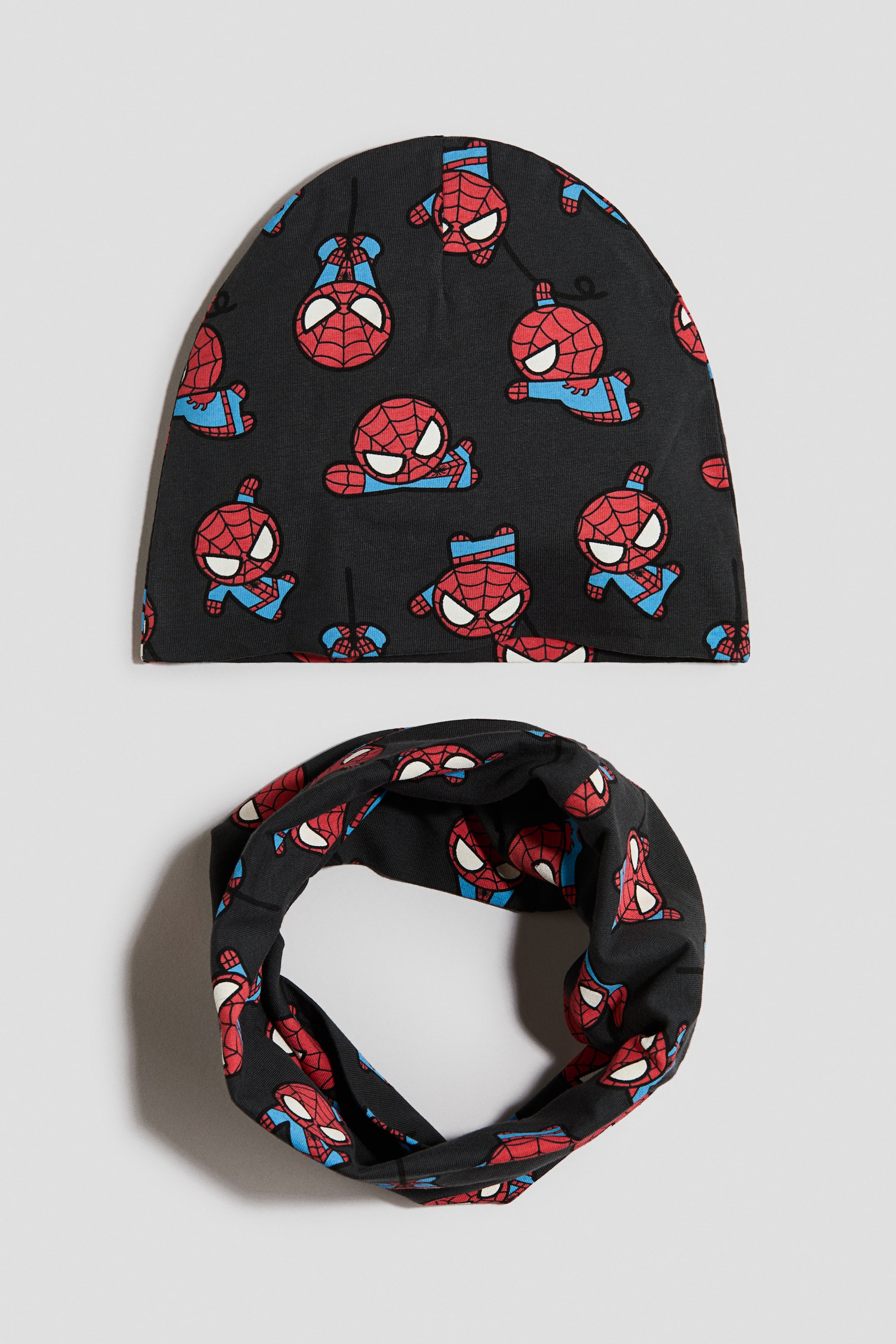 View larger image: 2-piece beanie and tube scarf set - Dark grey/Spider-Man - Kids | H&M 1