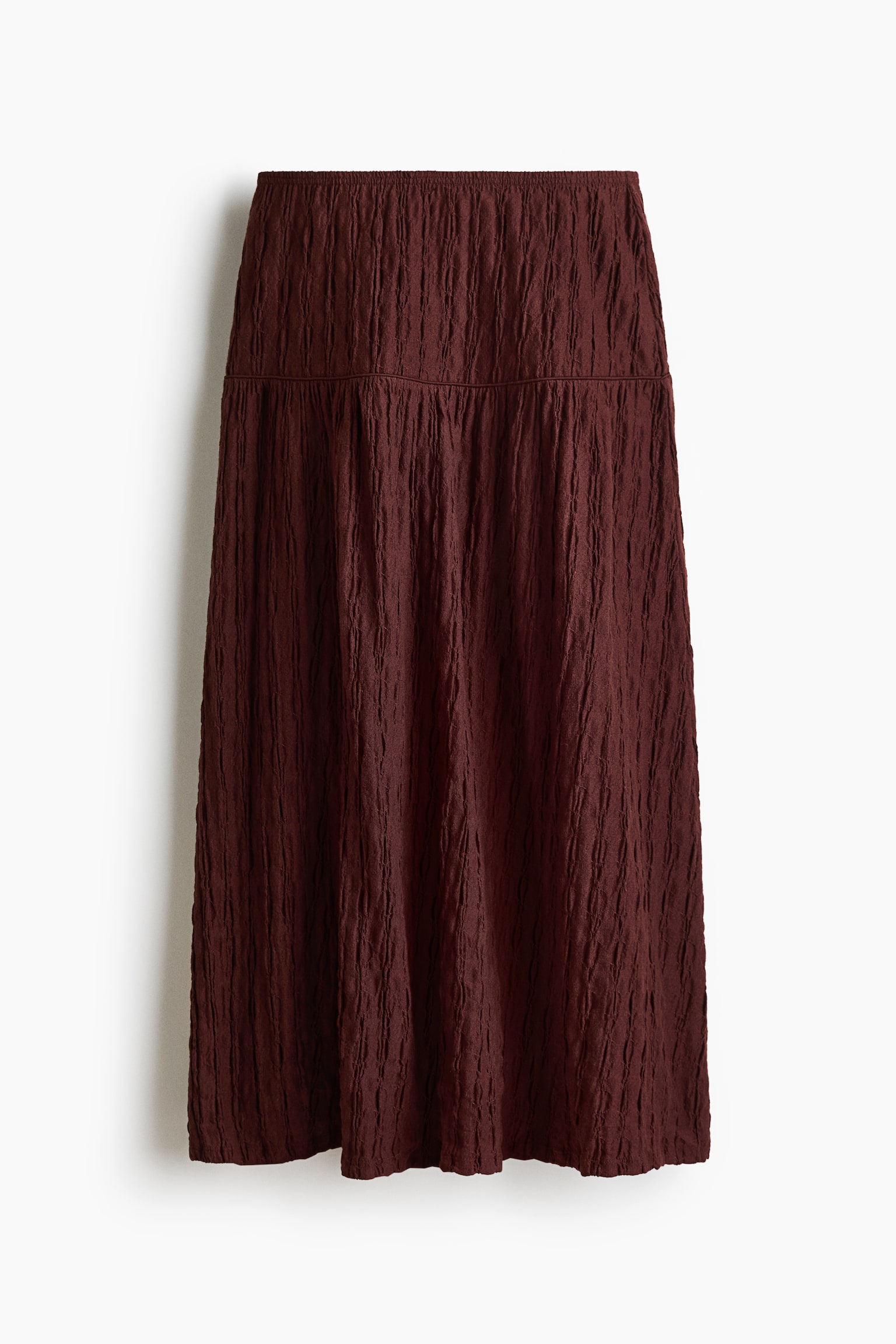 Textured jersey midi skirt - Dark brown/Cream