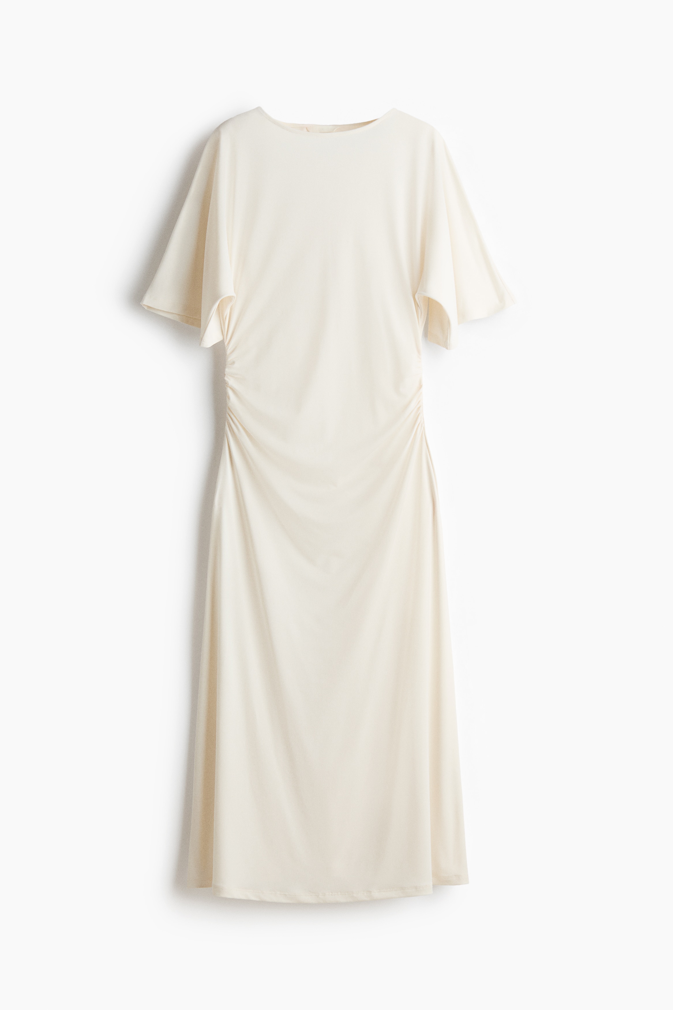 Draperet T-shirtkjole - Creme/Mørkebrun