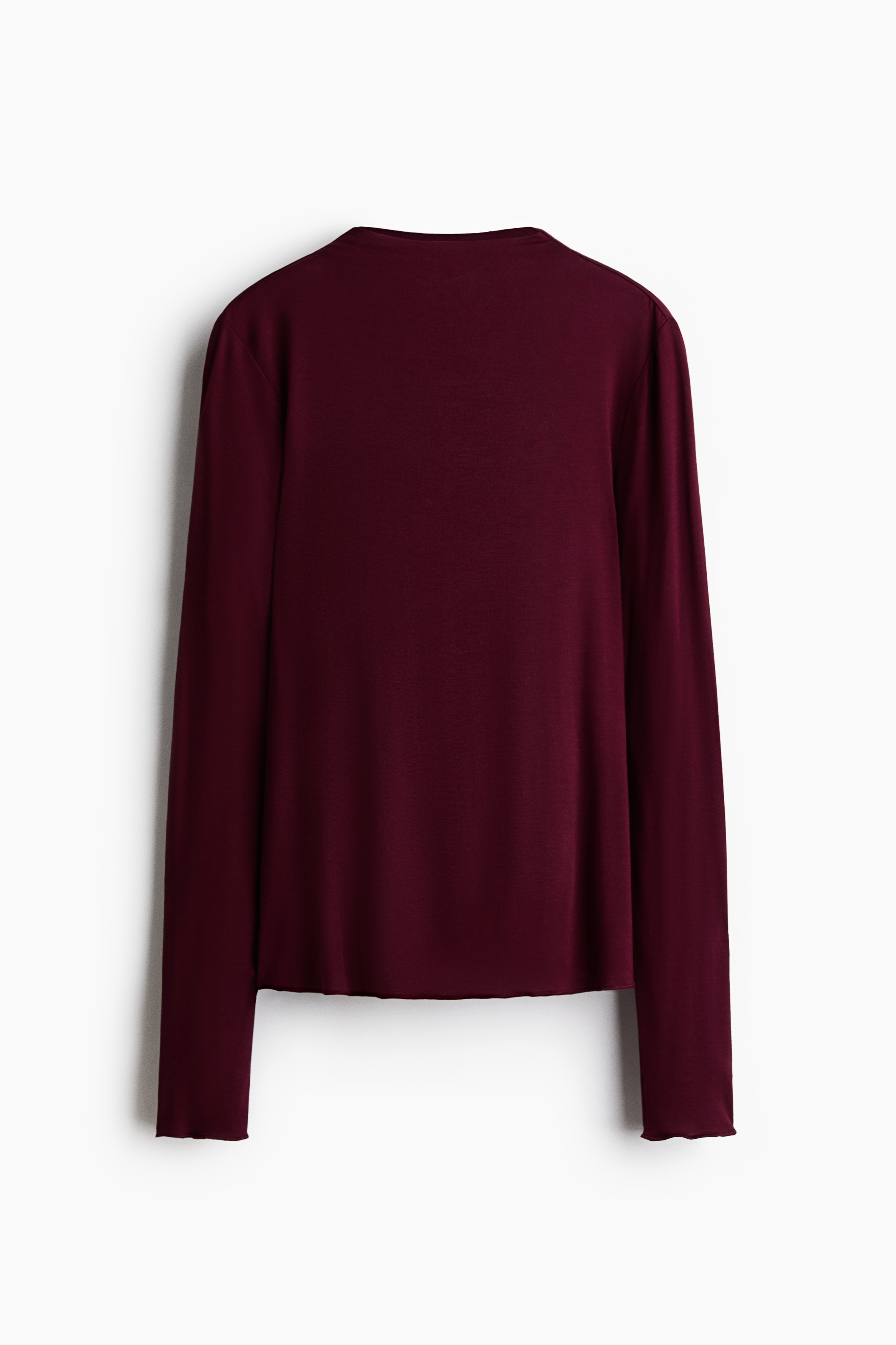 Mock Turtleneck Top - Burgundy/Light beige