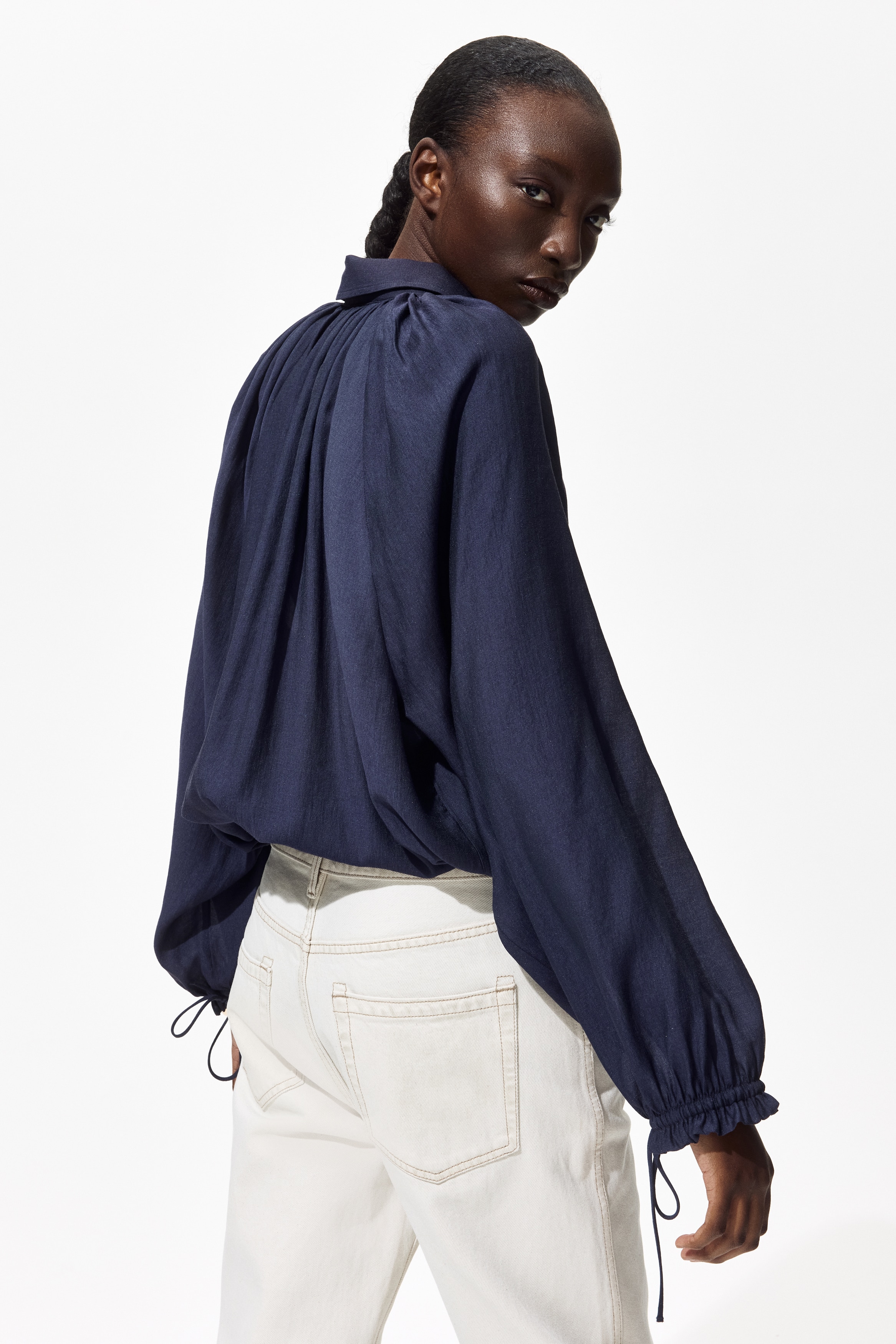 Oversized drawstring-detail shirt