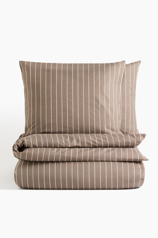 Striped King/Queen Duvet Cover Set - Taupe/striped/Light beige/striped/Light dusty green/striped/Dusty pink/striped - 1