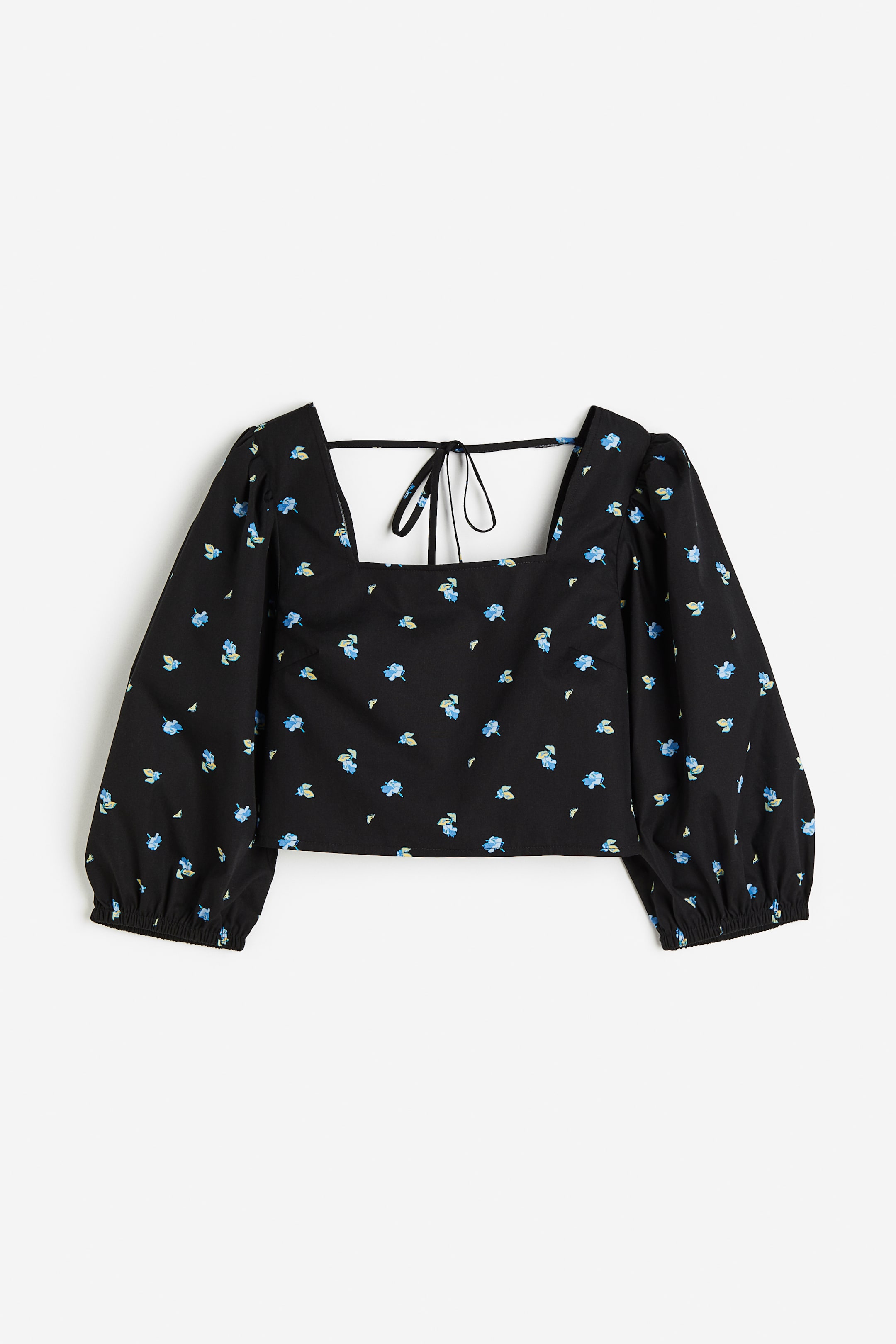 拡大画像を表示: パフスリーブブラウス - ブラック／フローラル - レディース | H&M JP 1