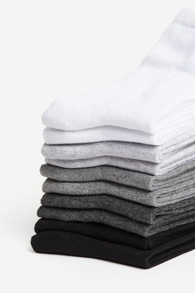 10-pack socks - Black/Grey/White/Black/White/White/Beige - 3