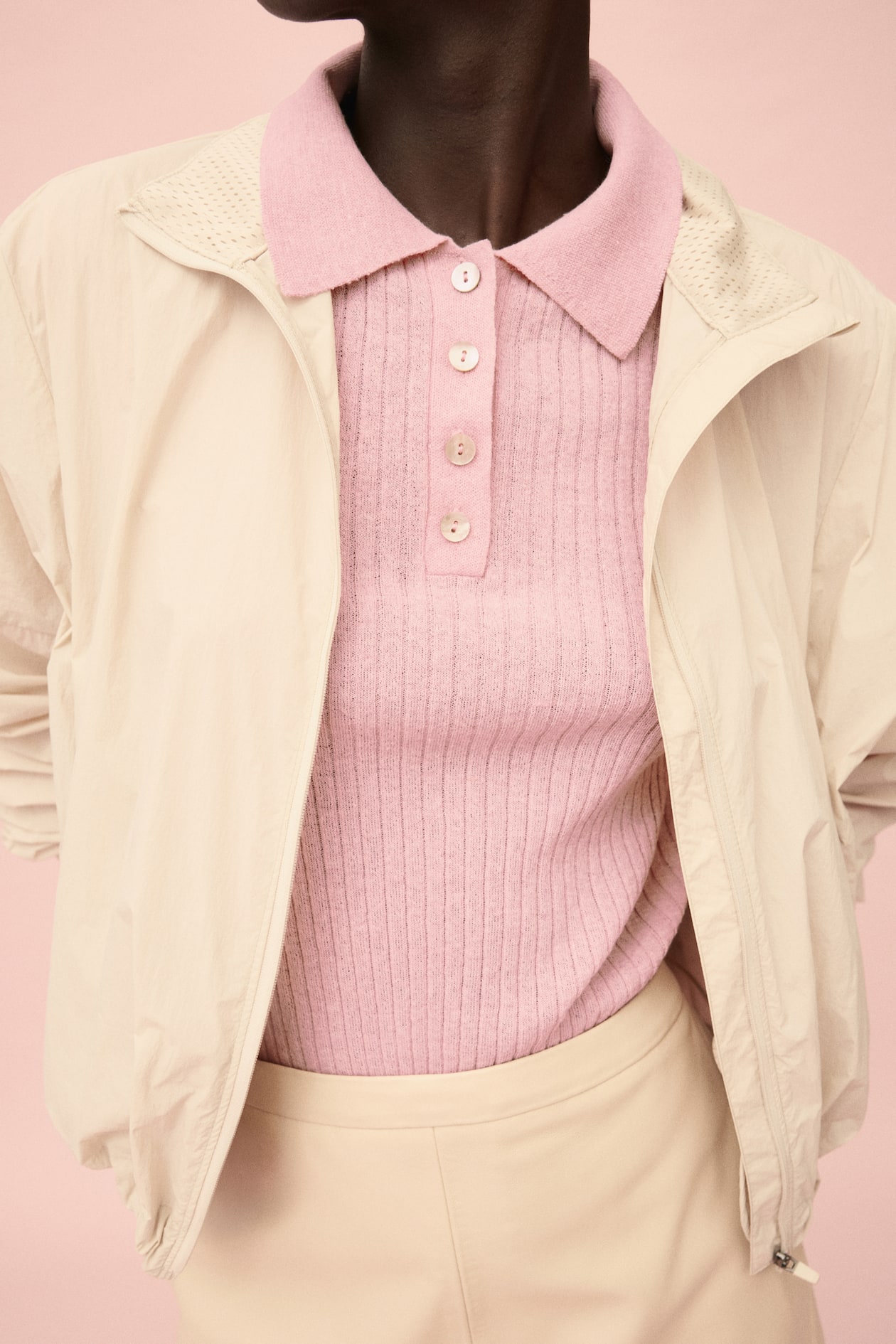 Rib-knit polo shirt - image 4