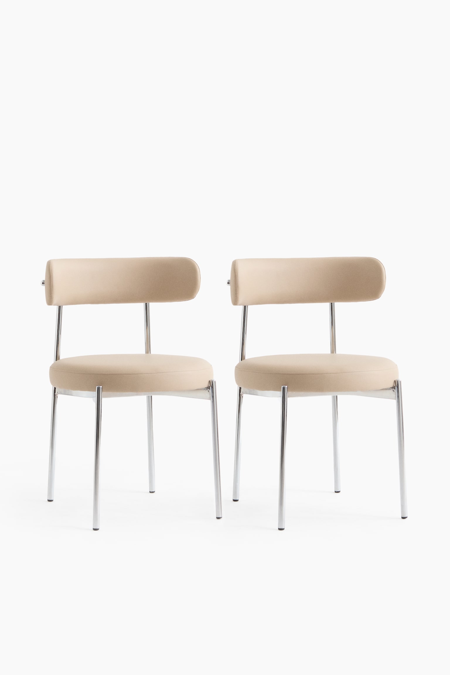 Vegan Læder Spisebordsstol 2-pack - Pu, Beige - 4