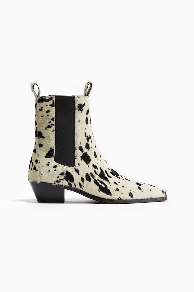 Leather boots - Cream/Cowhide print - 1