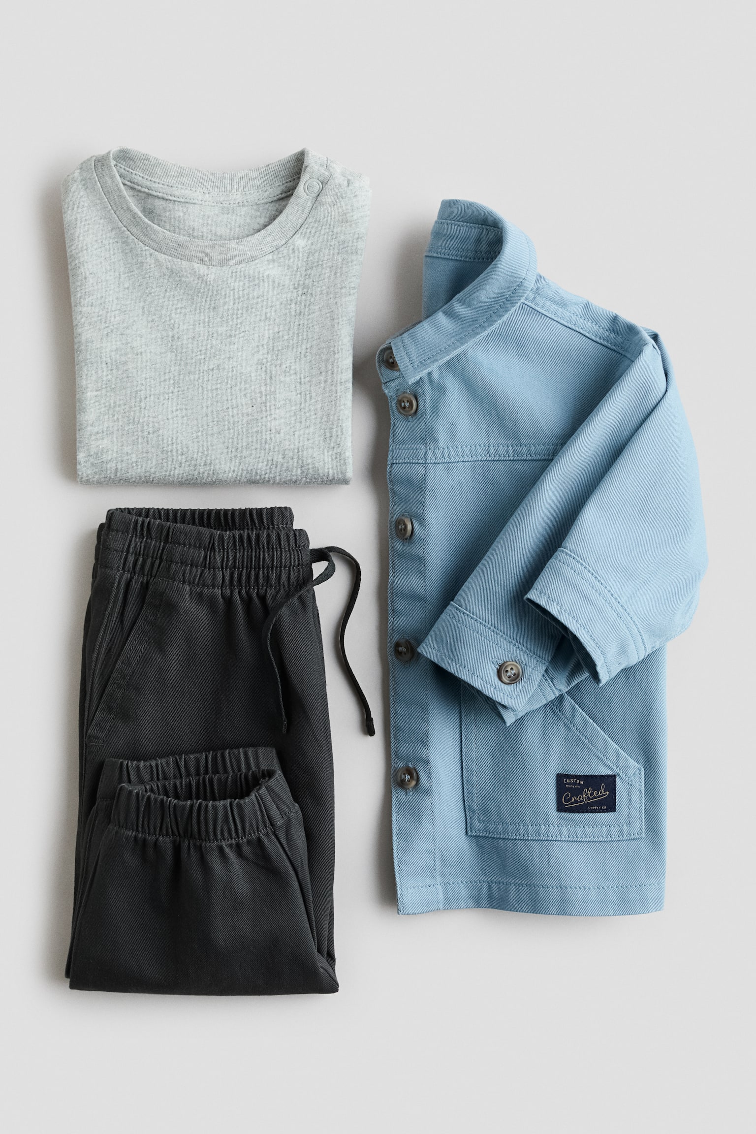 3-Piece Cotton Set - Light blue/dark gray/Light beige/brown - 2
