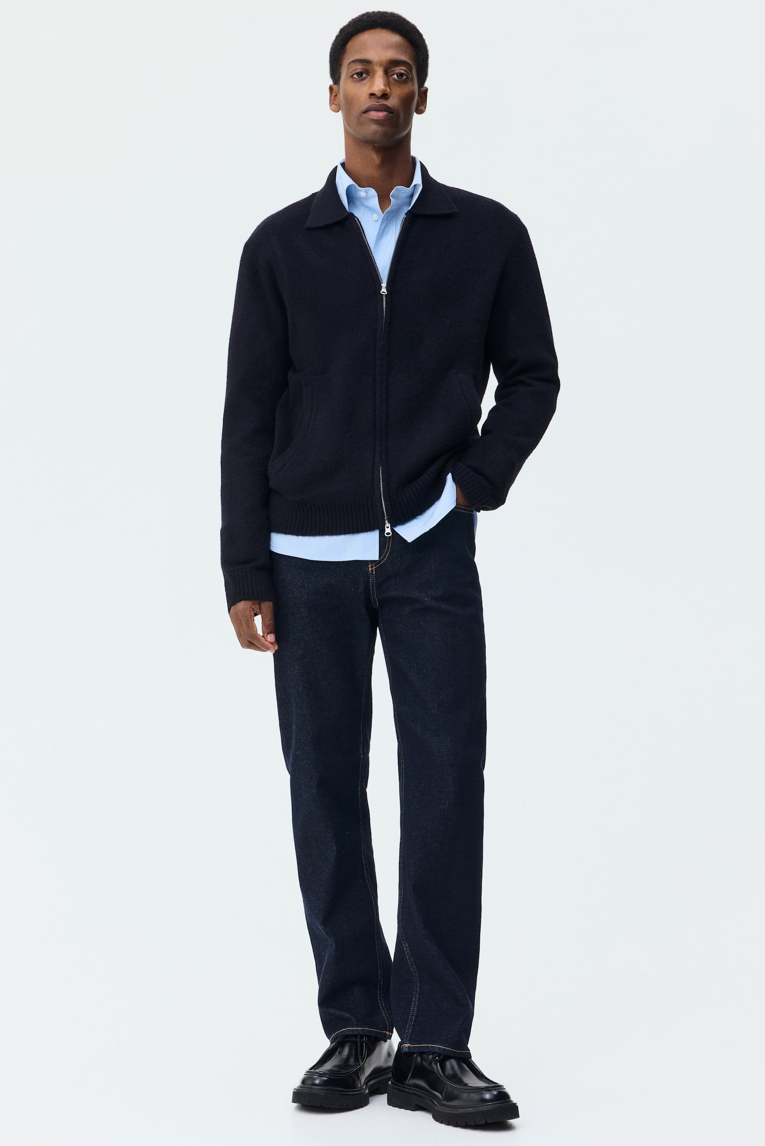 Gilet Regular Fit avec col - Noir/Gris foncé/Marron foncé - 5