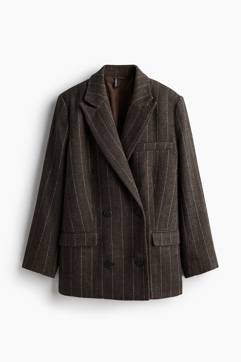 women-s-dark-brown-pinstriped-double-breasted-blazer-h-m-gb