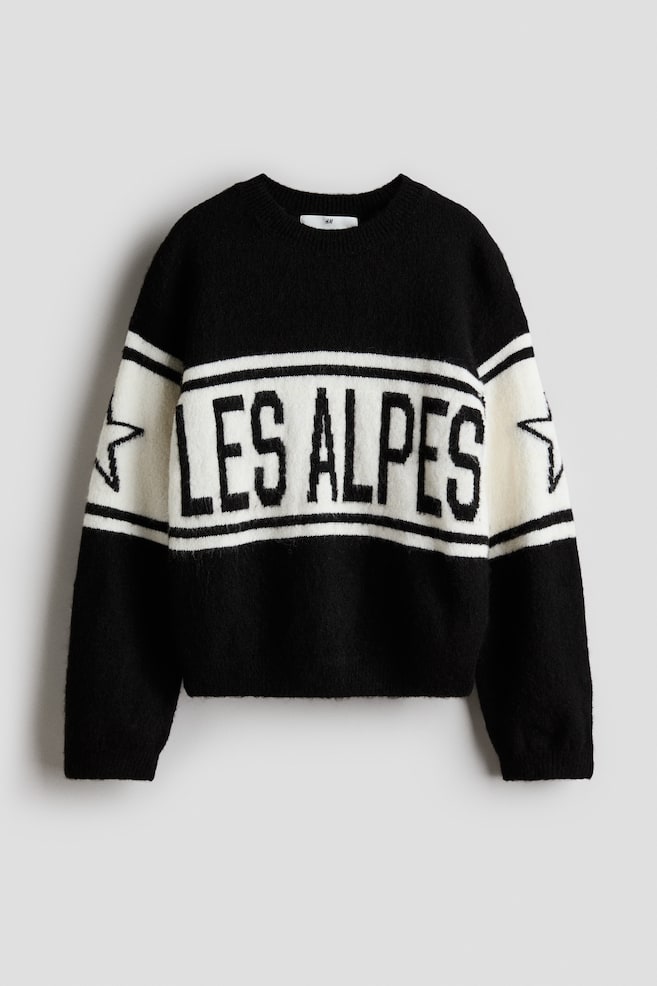Pull Loose Fit avec motif - Noir/Les Alpes/Bleu/étoiles/Rouge foncé/blanc/Blanc/St. Anton/Rose clair/nœuds - 1
