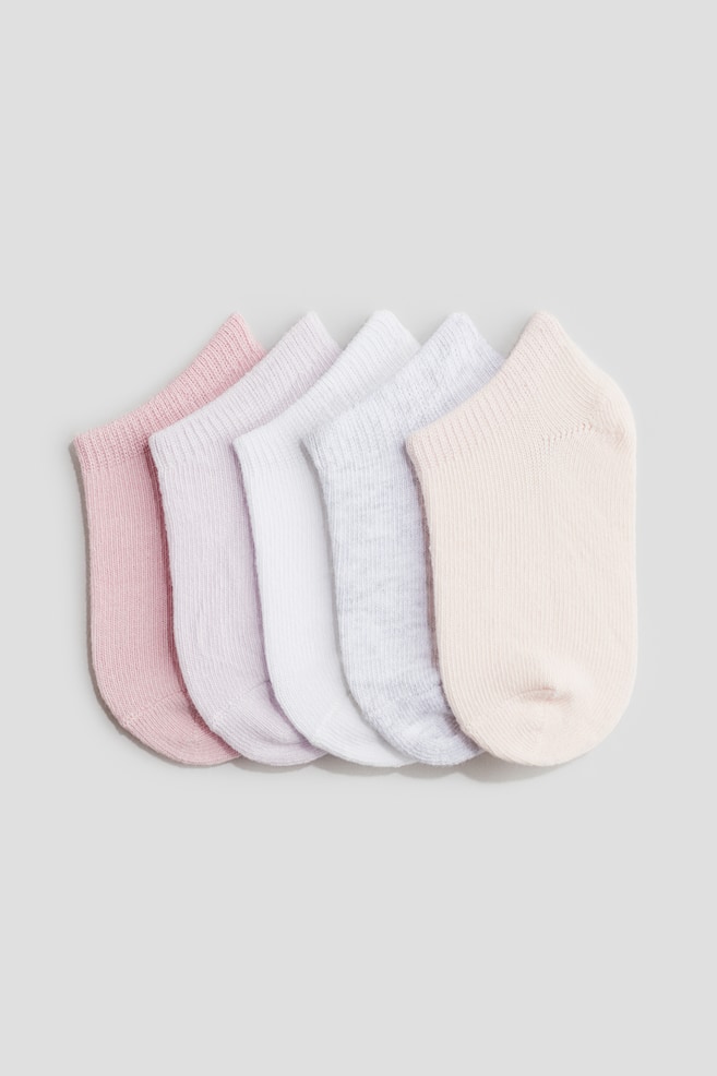 5-pack trainer socks - Pink/Light grey/Light grey/White - 1