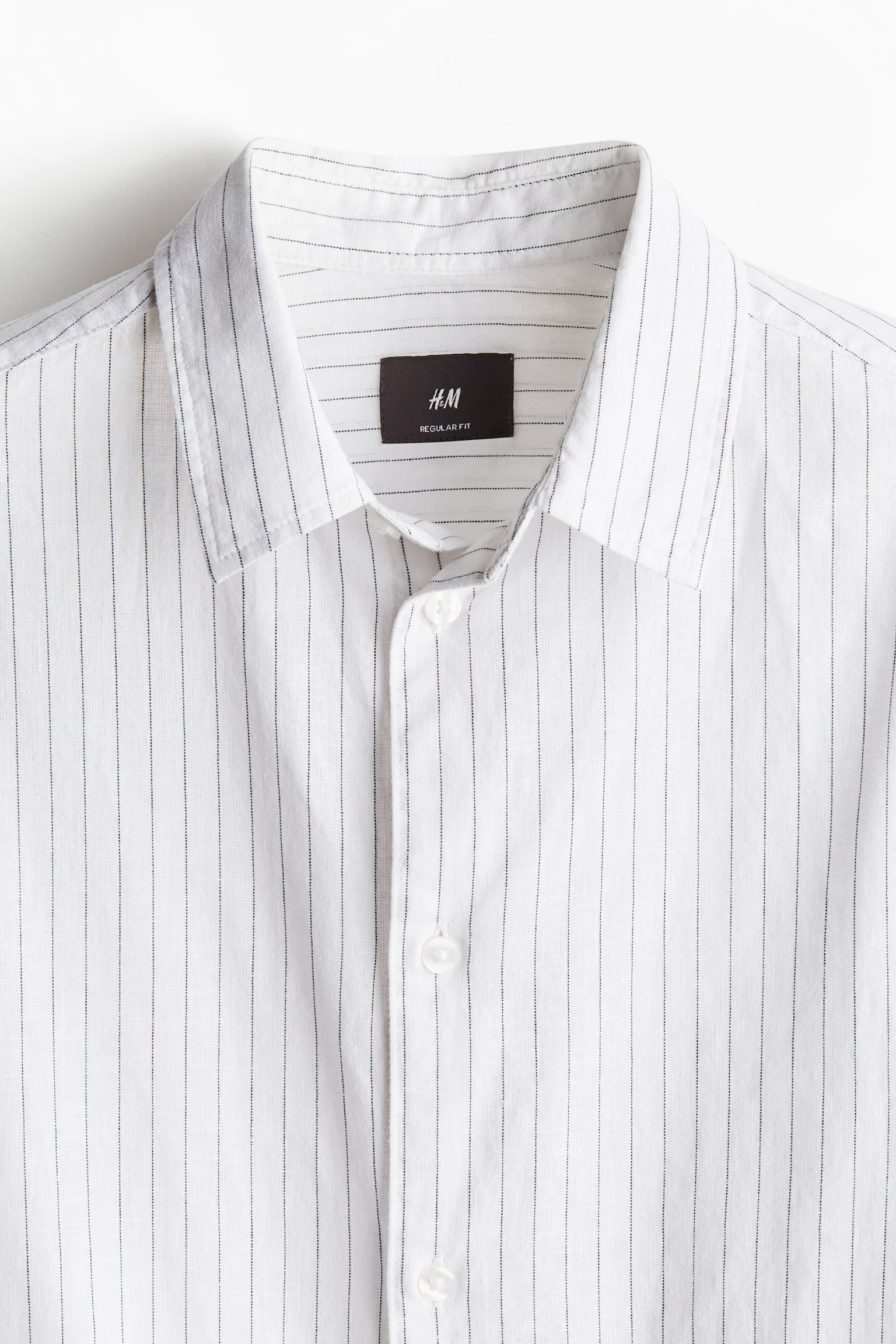 Regular Fit Linen-blend shirt - White/Striped/Navy blue/Beige/Striped/Beige/White/Light blue - 5