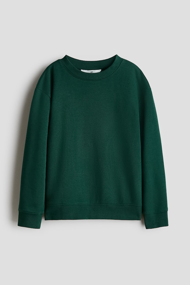 Brushed-inside sweatshirt - Dark green/Dark green/Striped/Black/Grey/Navy blue/Red/Dark green - 1