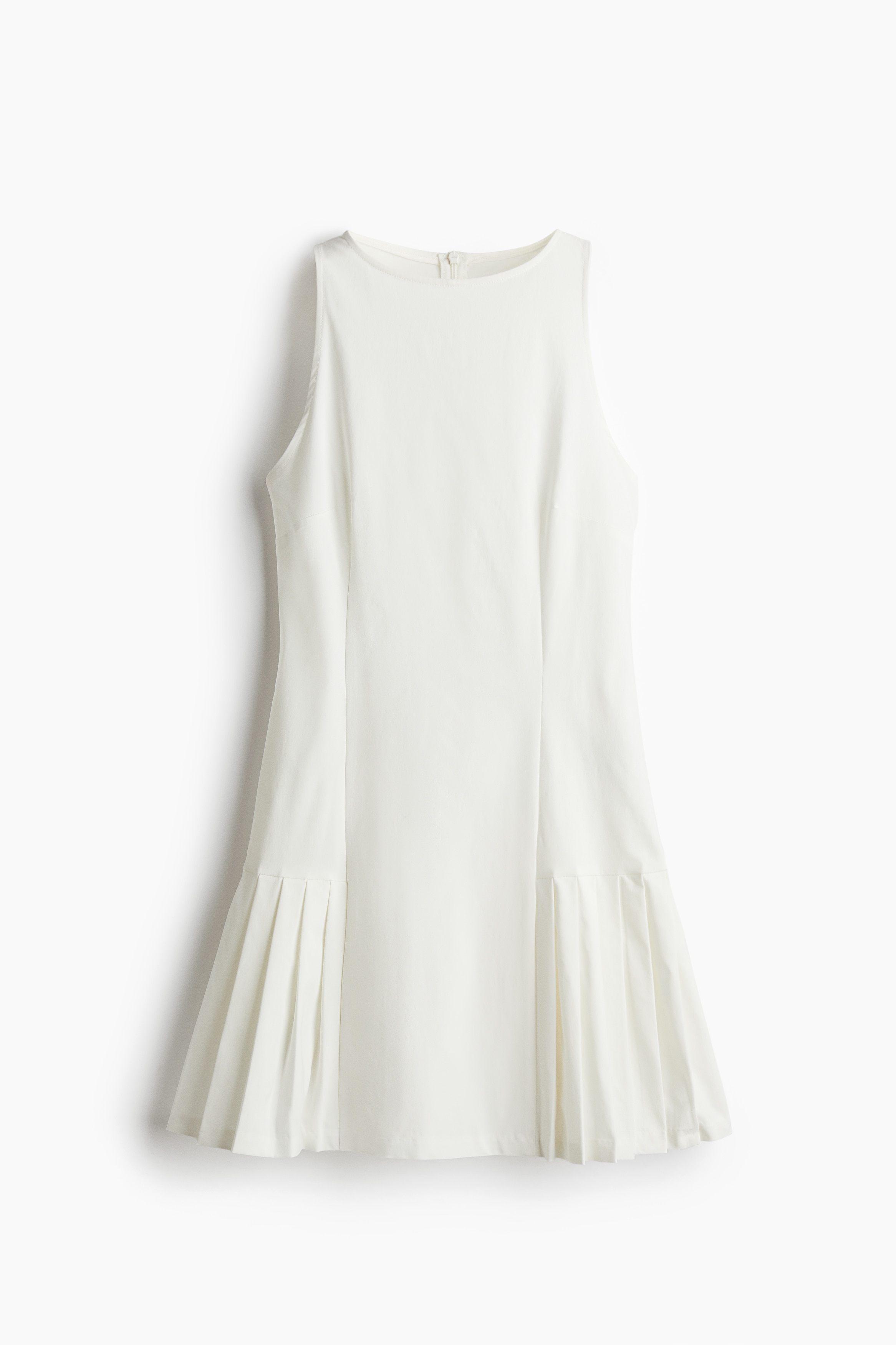 Twillkleid mit Plisseefalten - Weiß