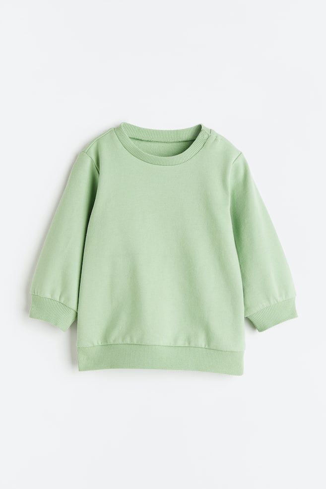 Cotton sweatshirt - Light green/Light grey marl/Spotted/Light grey marl/Light purple
