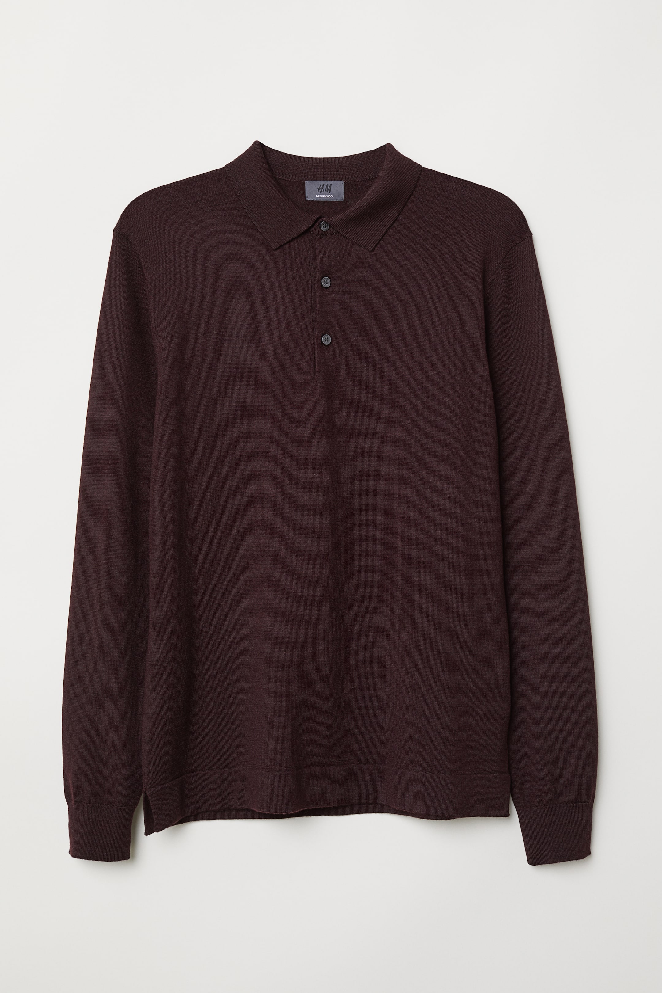 Zobacz większy obraz: Sweter z wełny merynosów - Burgundowy - ON | H&M PL 1