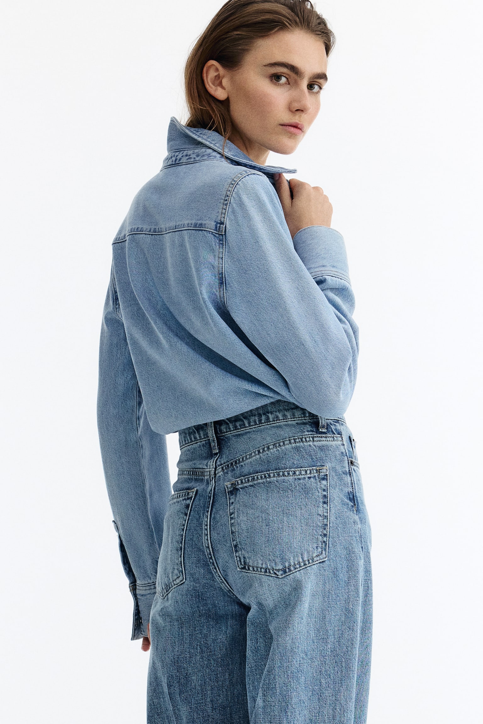 Barrel High Ankle Jeans - Helles Denimblau/Blasses Denimblau/Denimblau/Denimblau/Grau - 8