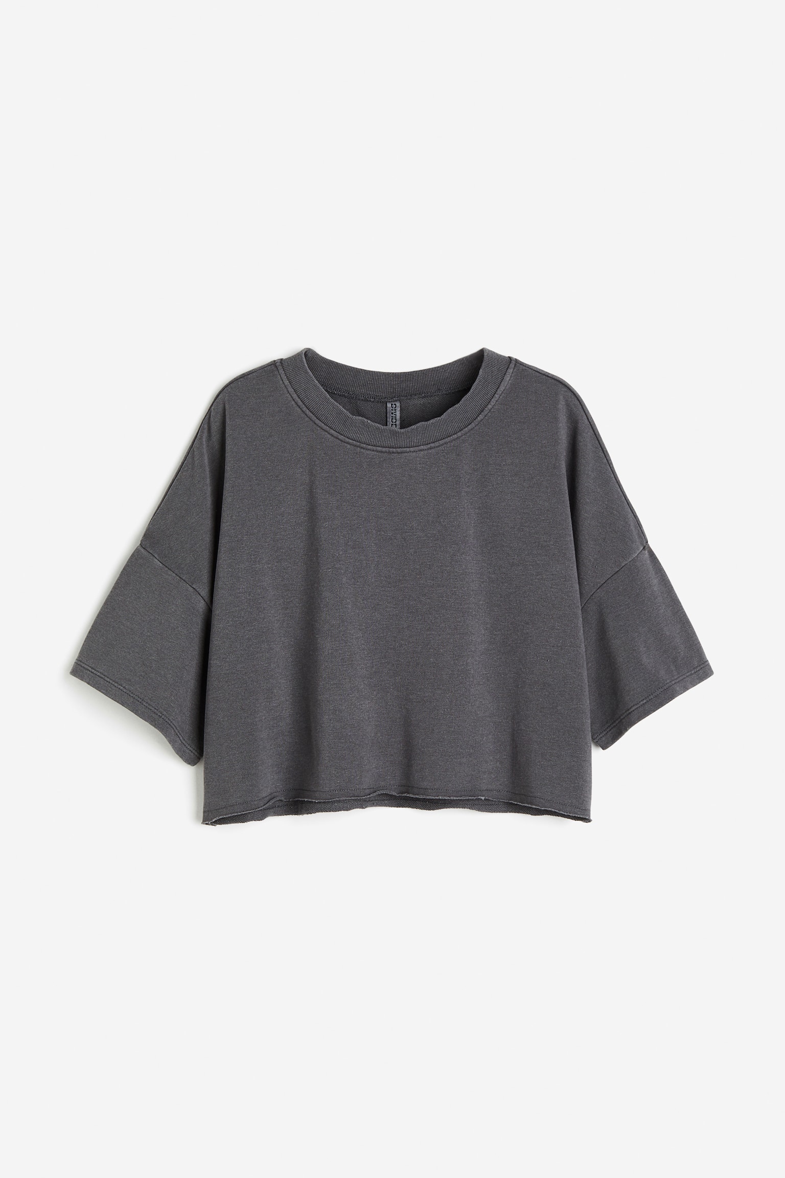 Cropped short-sleeved sweatshirt - Dark grey/Light beige/Khaki green/Black - 1