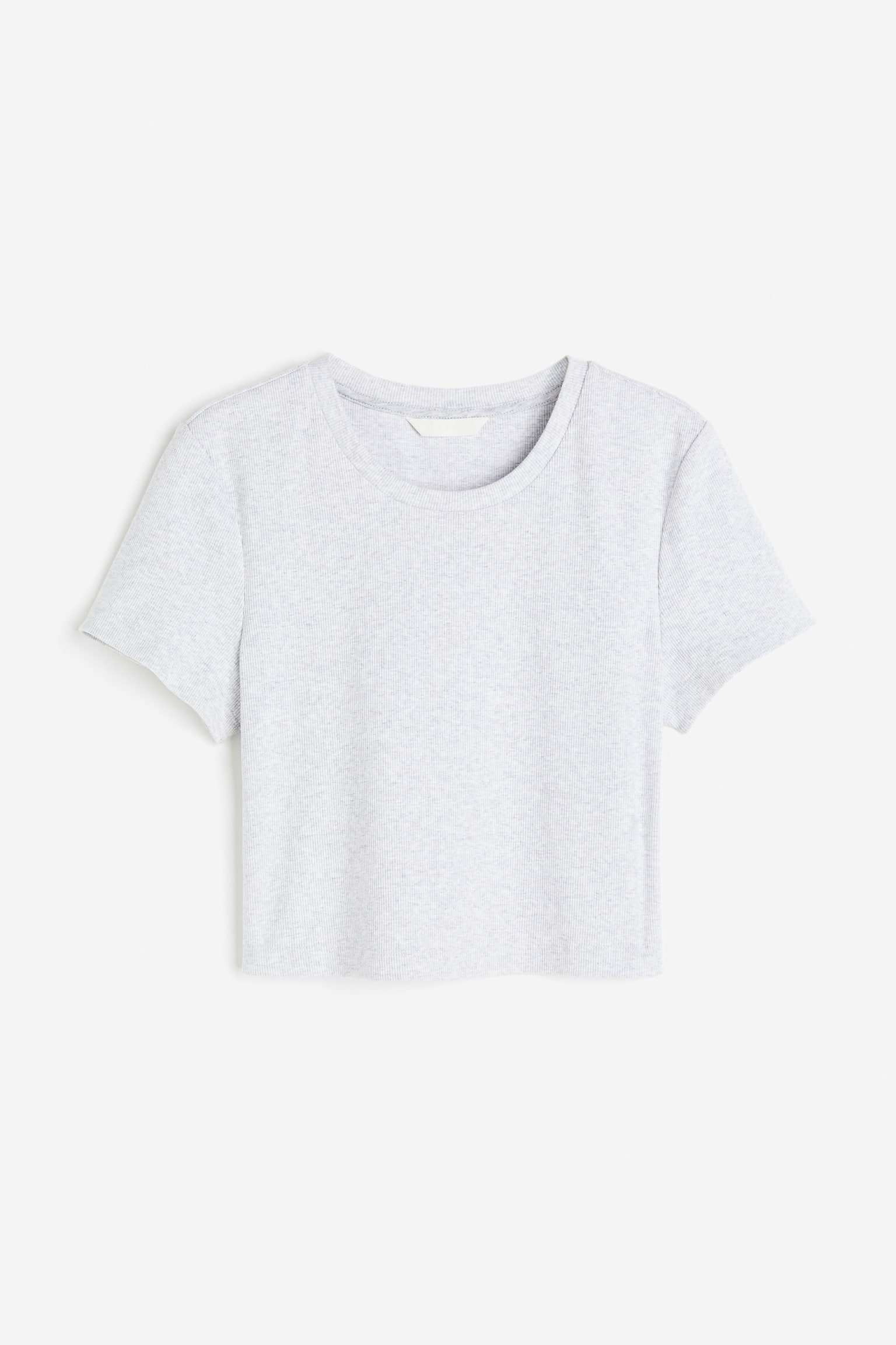 Ribbed jersey top - Light grey marl - 1