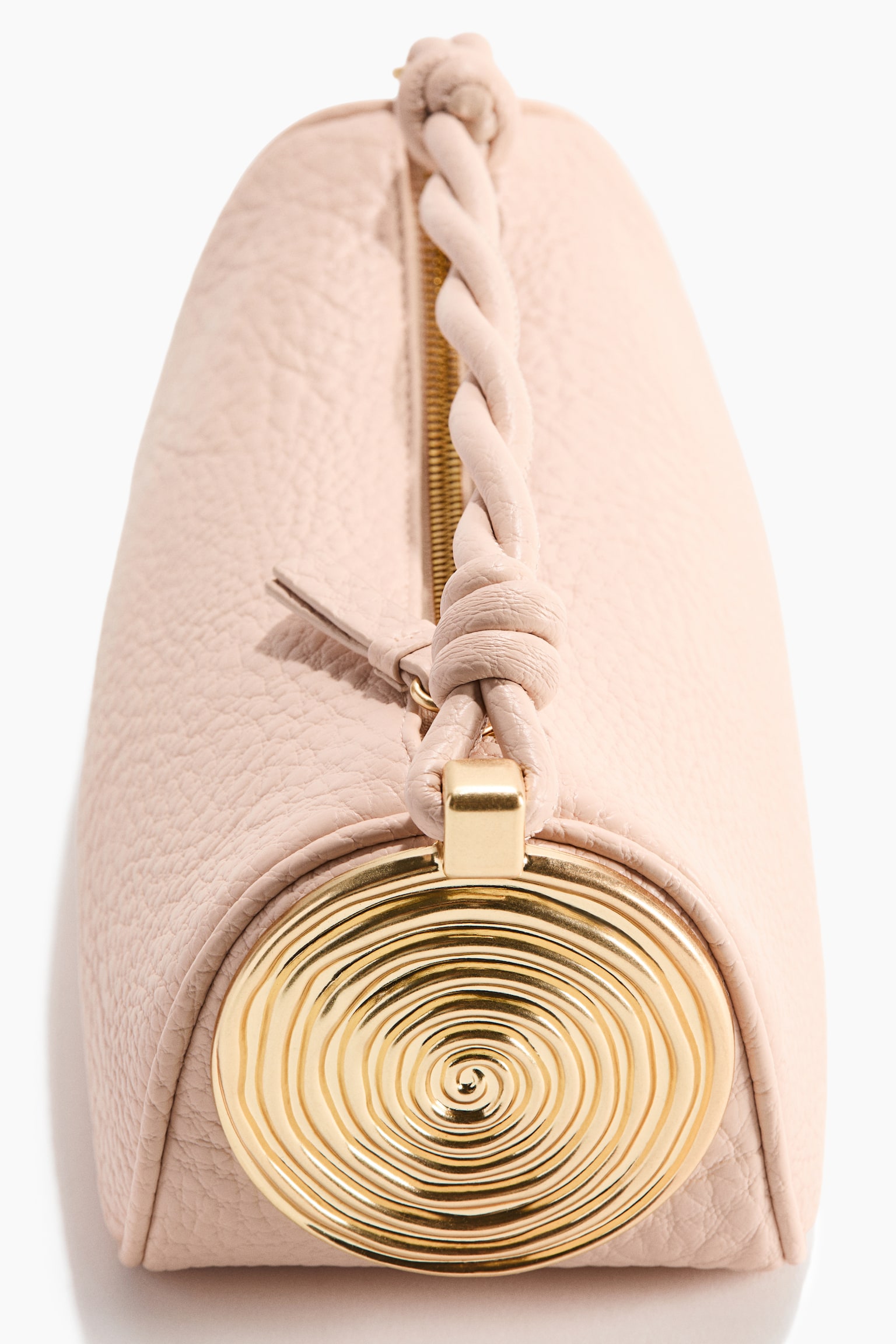 Metal-detail handbag - Powder pink/Dark brown/Silver-coloured - 1