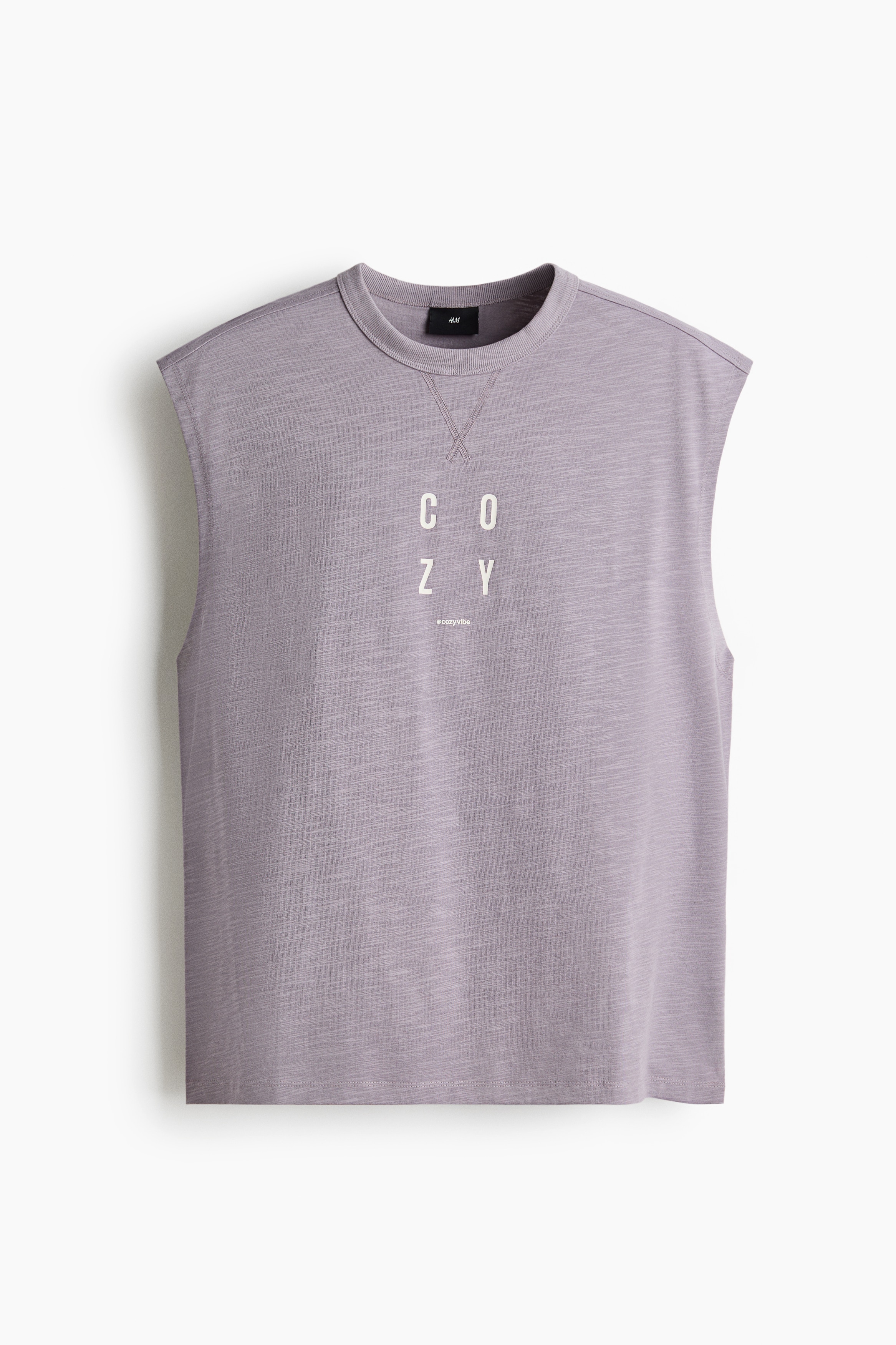 Loose Fit Printed cotton vest top - Lilac/Cozy Time/Light beige/Black/Cozy Time