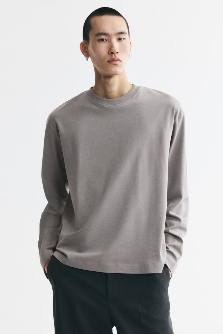 Majica dugih rukava od interloka Relaxed Fit