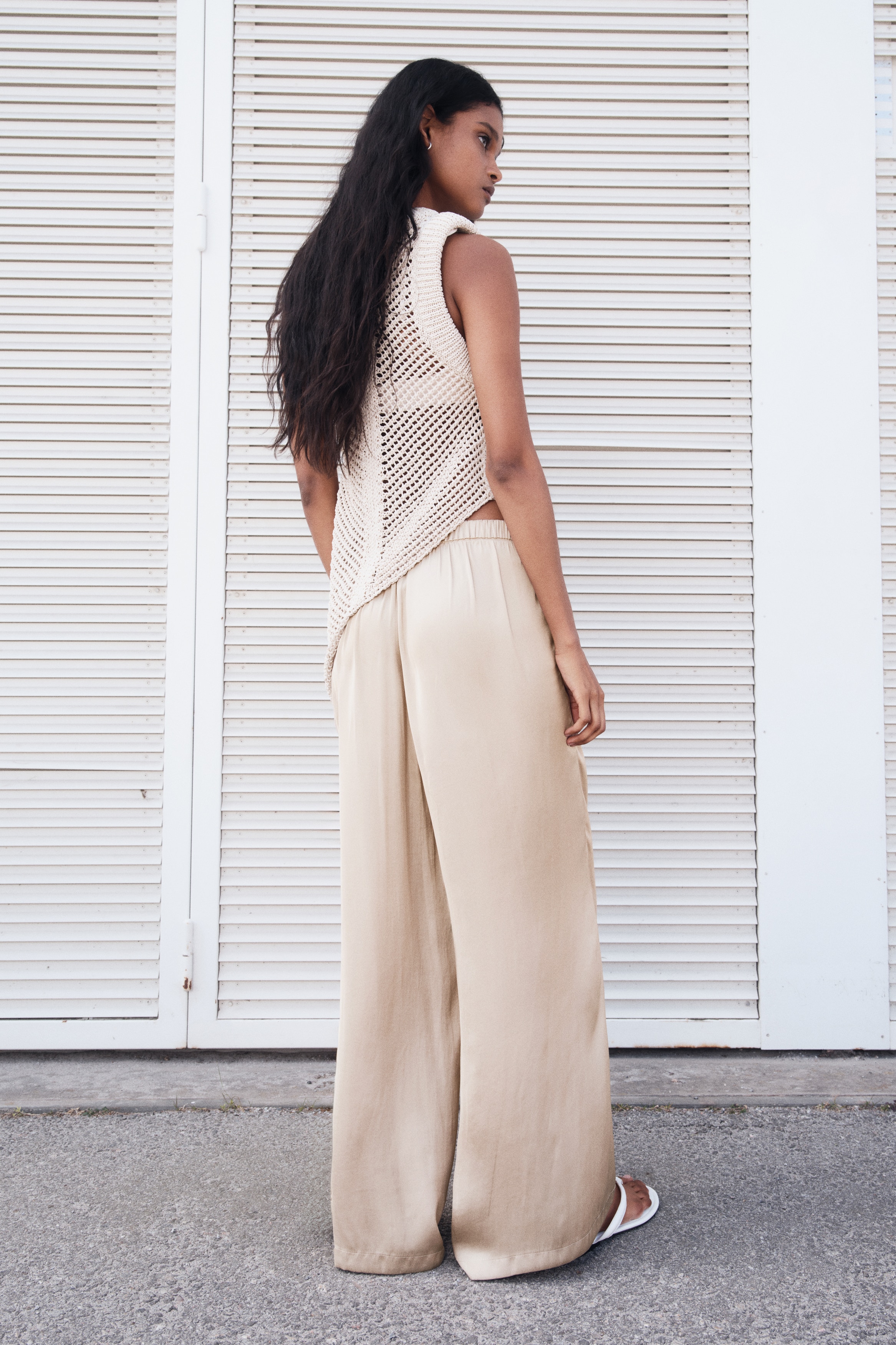 Women's Turquoise Wrap-Detail Satin Pants | H&M US