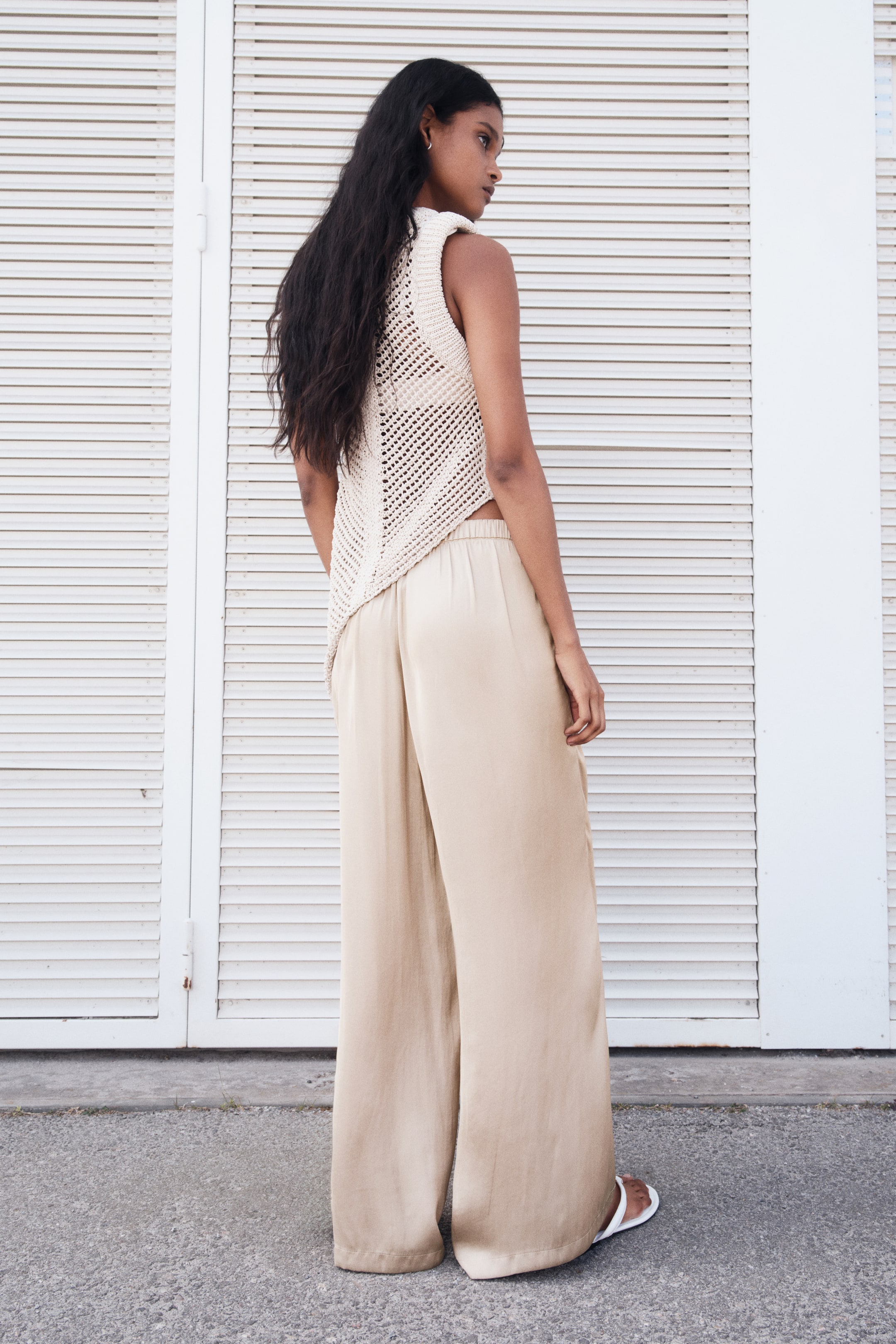 Wrap-Detail Satin Pants