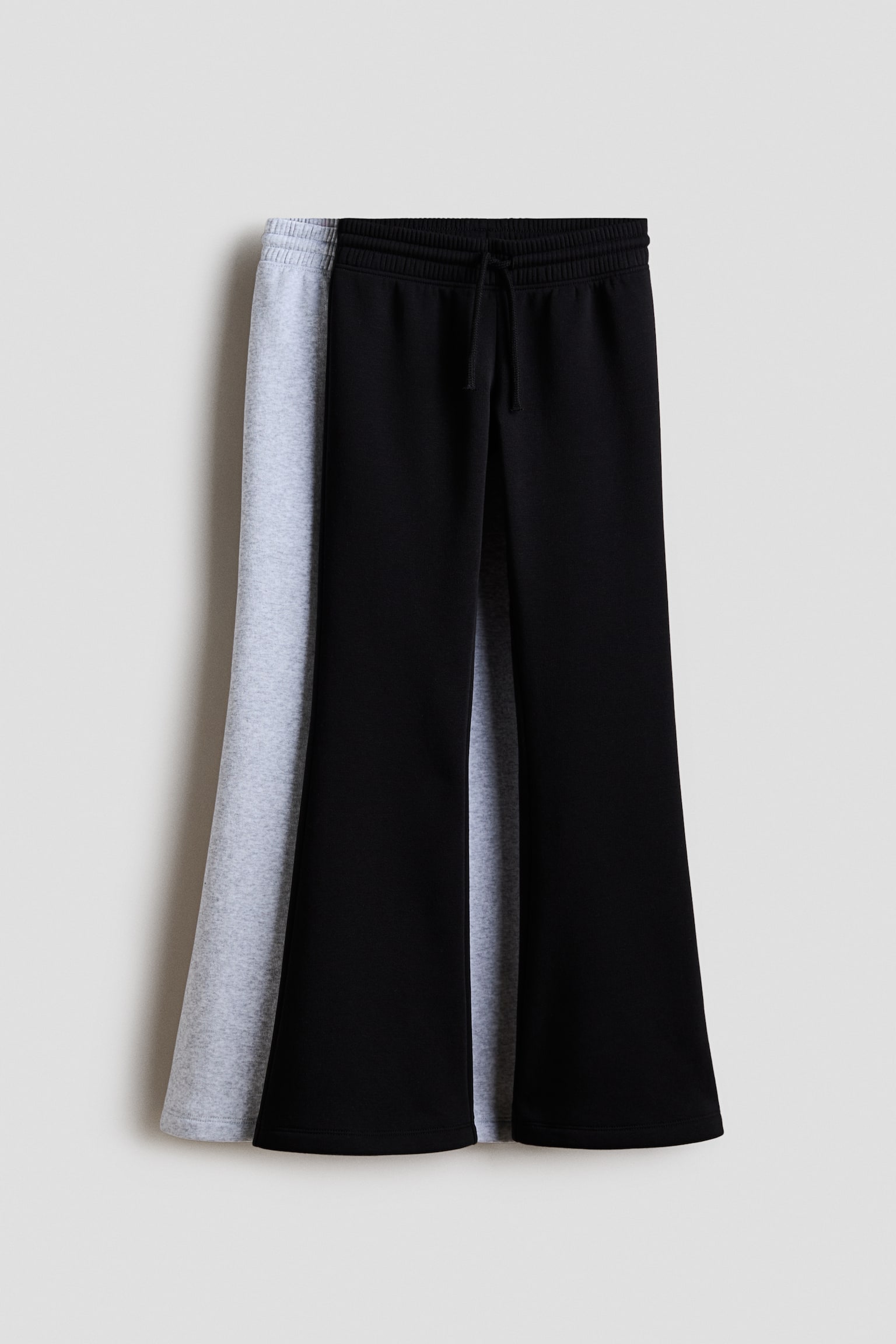 Pantalon jogger évasé à l'intérieur brossé - Gris clair chiné/noir