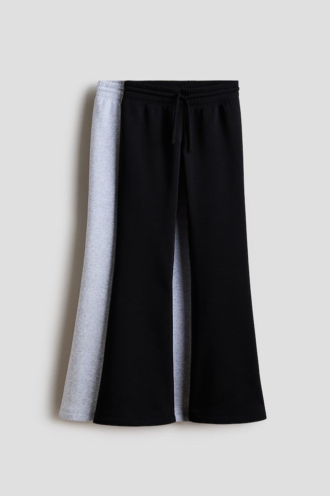 Flared brushed-inside joggers - Light grey marl/Black - 1