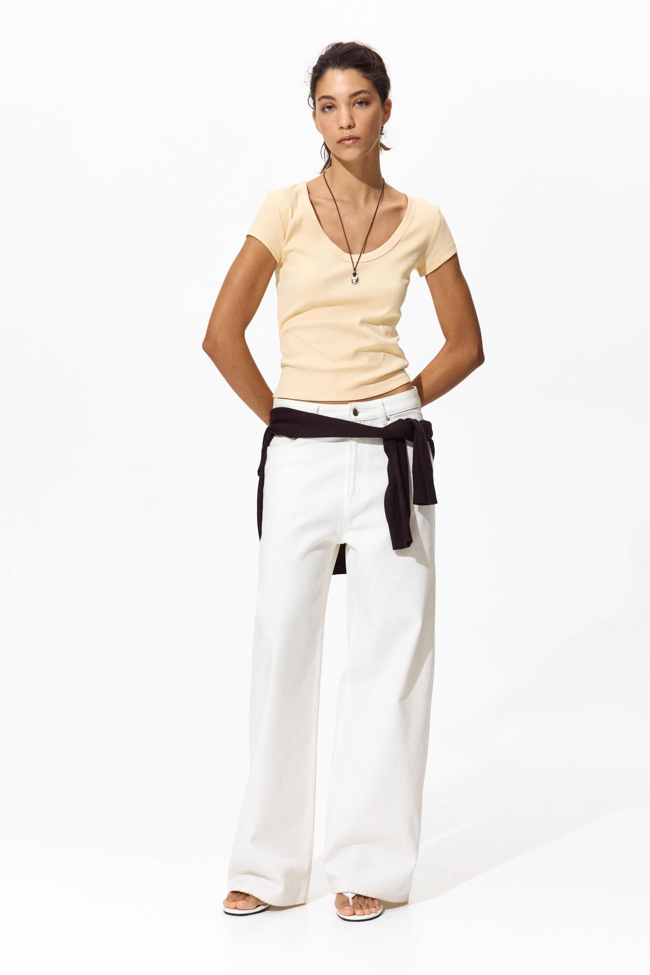 Ribbed Scoop-Neck T-Shirt