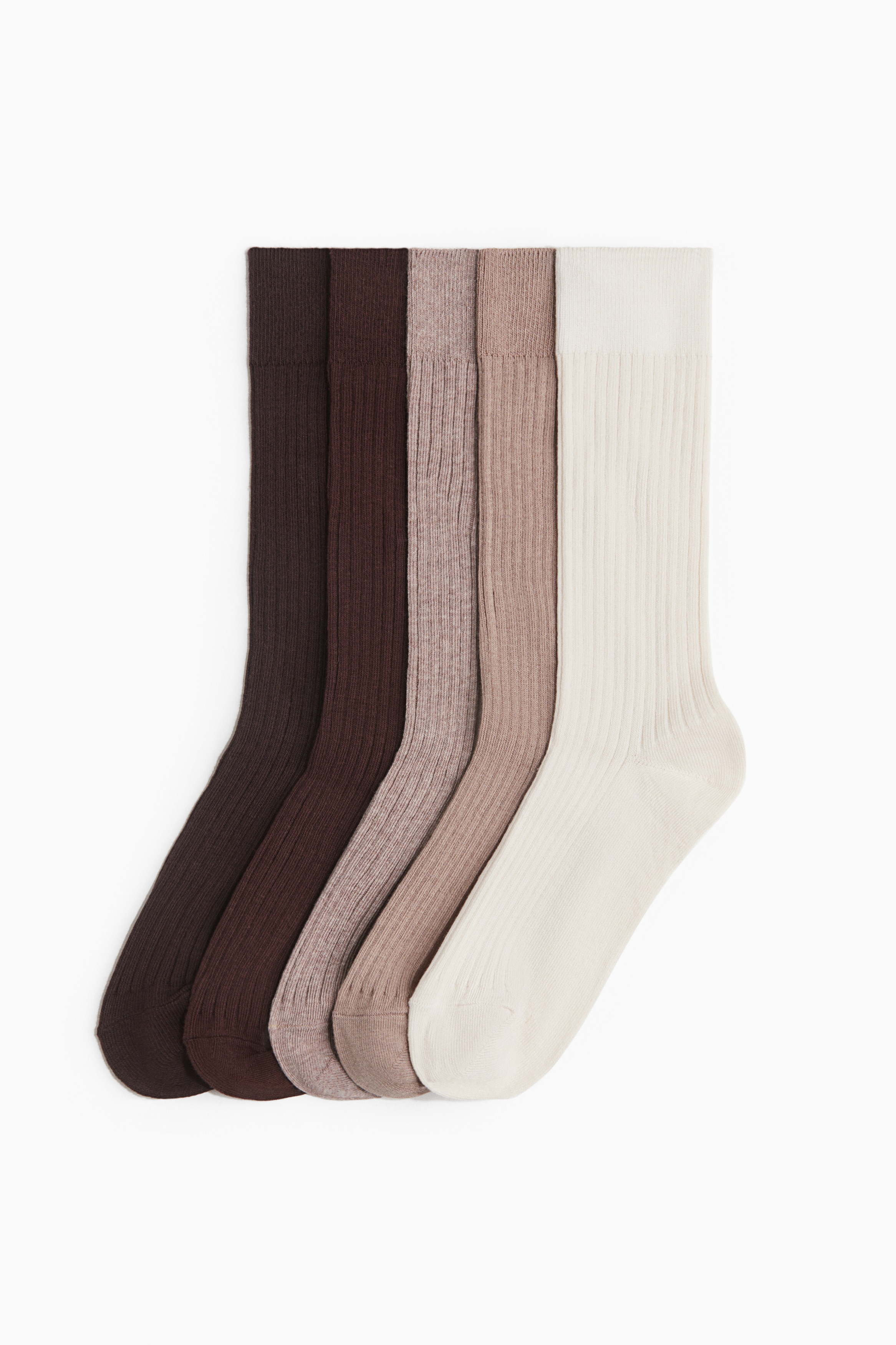 Ladies - Dark brown/Mole 5-pack socks - Size: 3-5  - H&M