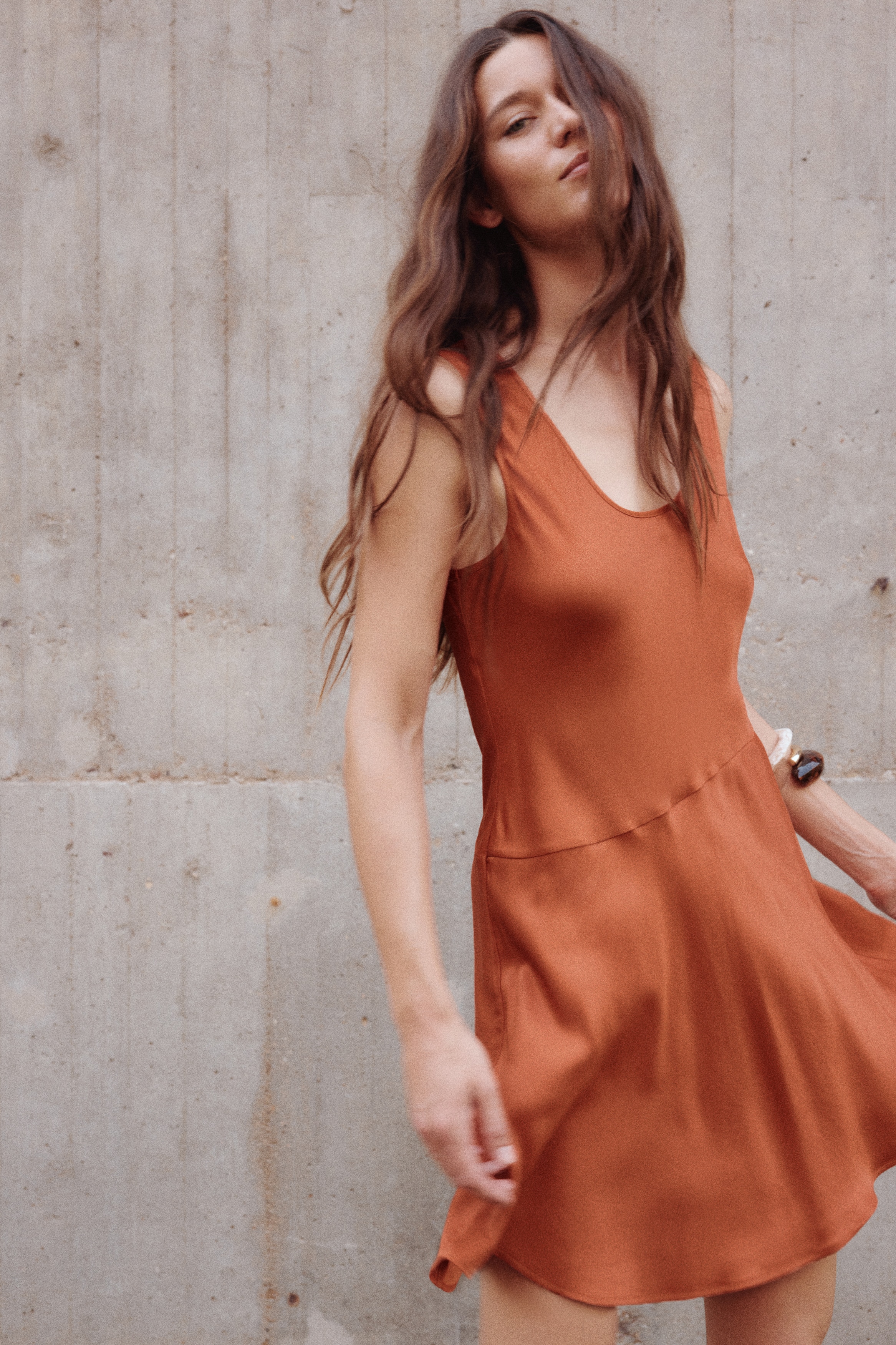 h and m brown satin dress Women's Dark brown Sleeveless Satin Dress