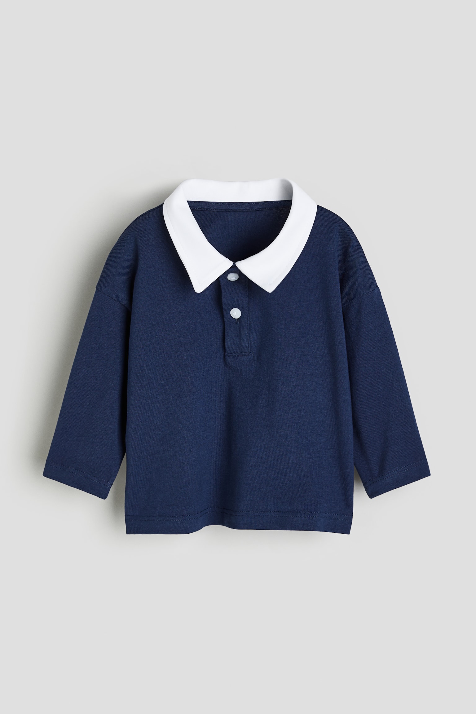 Cotton jersey polo shirt - Dark blue - 1