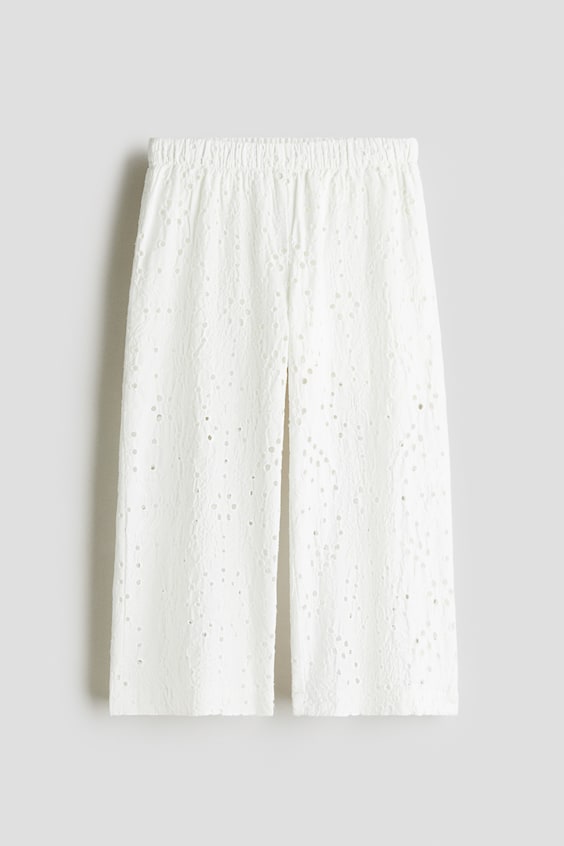 Детские брюки H&M Wide-Leg Pants with Eyelet Embroidery